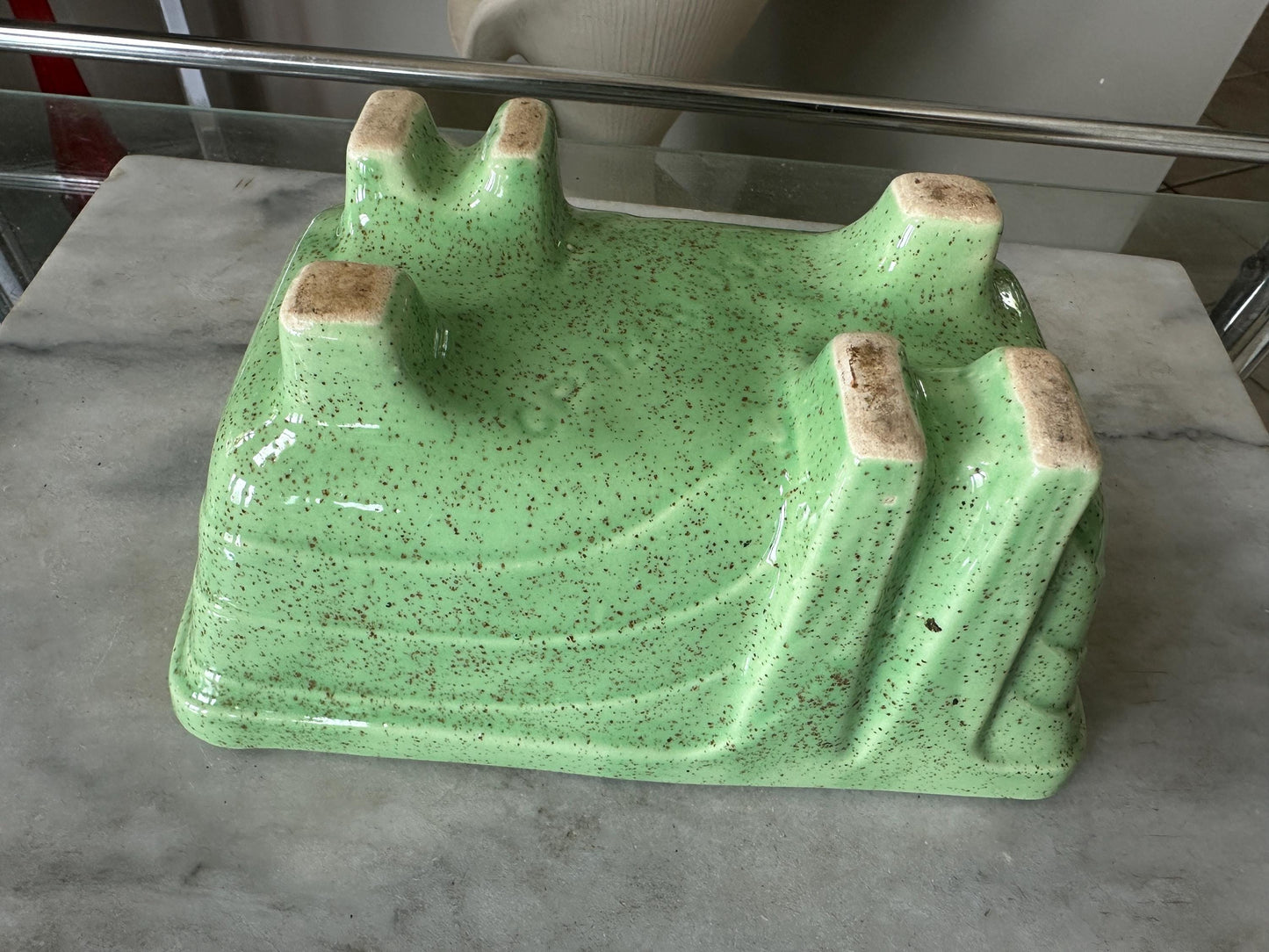 Vintage Cookson Pottery Planter: Speckled Green & Brown USA Pottery