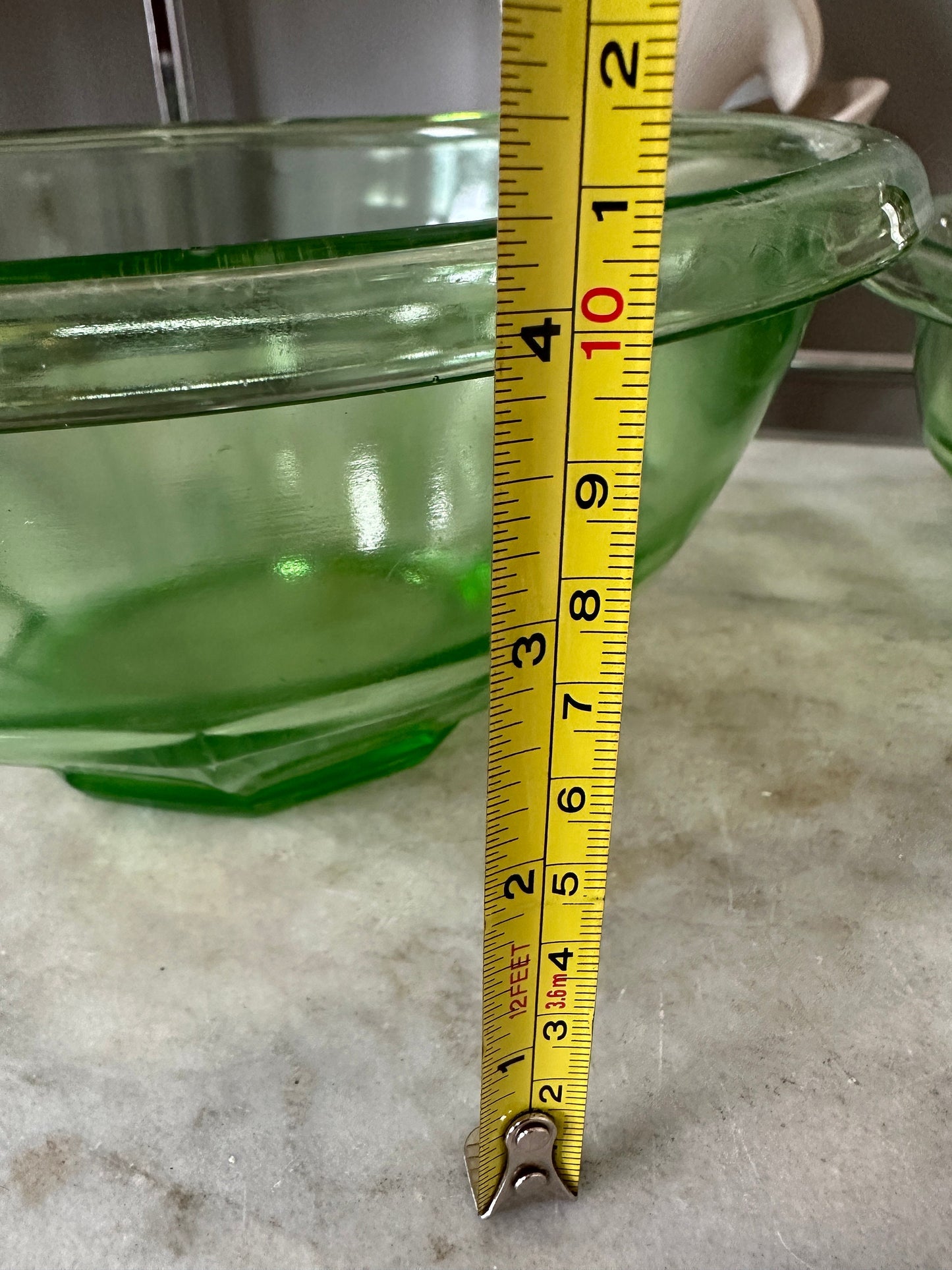 Vintage Set of Two Hazel Atlas Uranium Glass Restwell Nesting Mixing Bowls