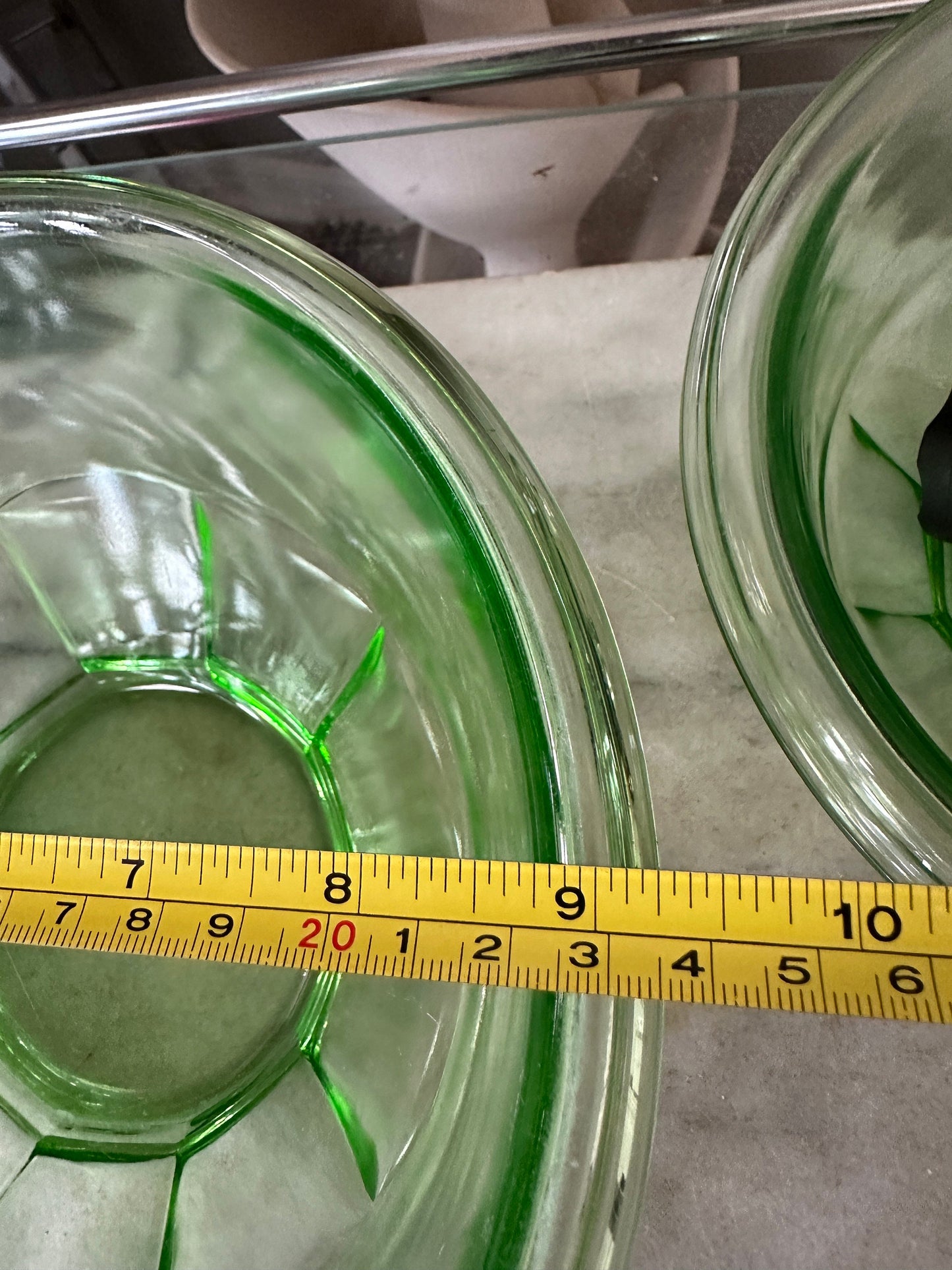Vintage Set of Two Hazel Atlas Uranium Glass Restwell Nesting Mixing Bowls