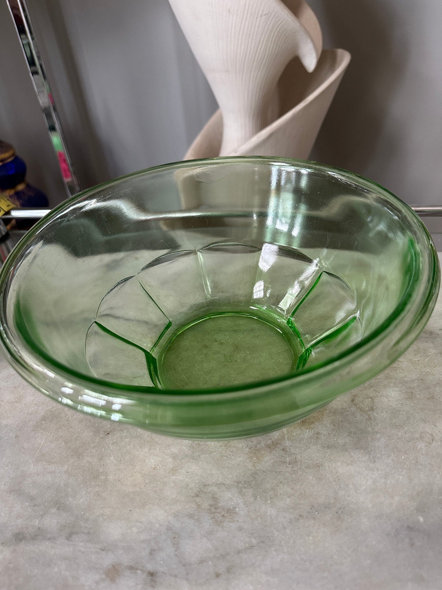 Vintage Set of Two Hazel Atlas Uranium Glass Restwell Nesting Mixing Bowls