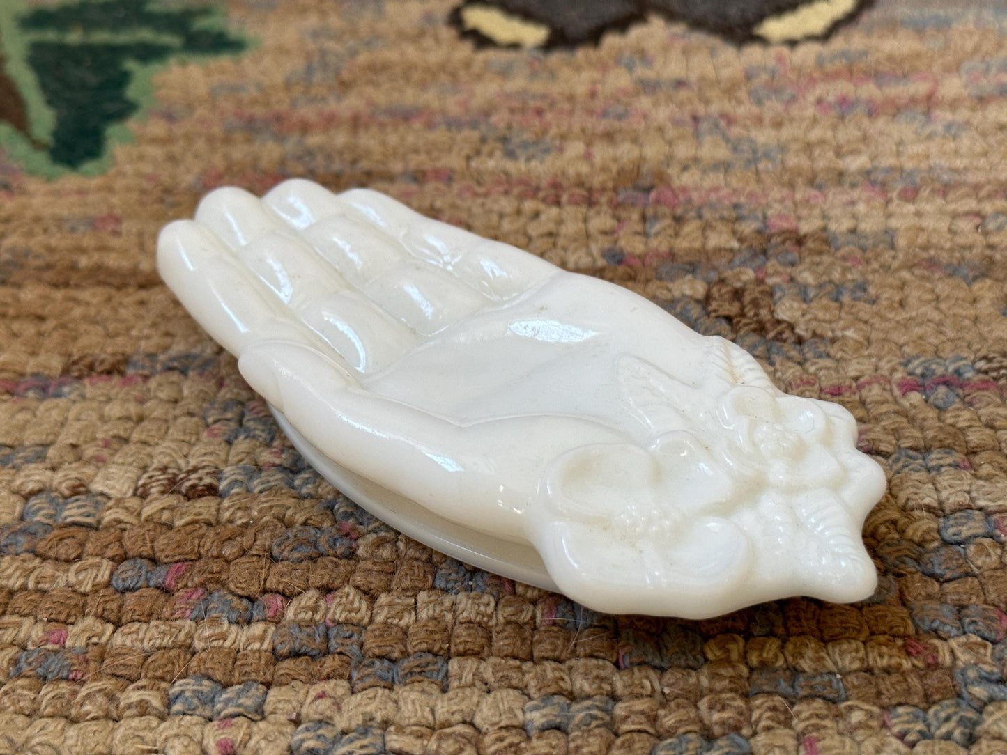 Vintage Avon Milk Glass Hand with Flowers by the Palm