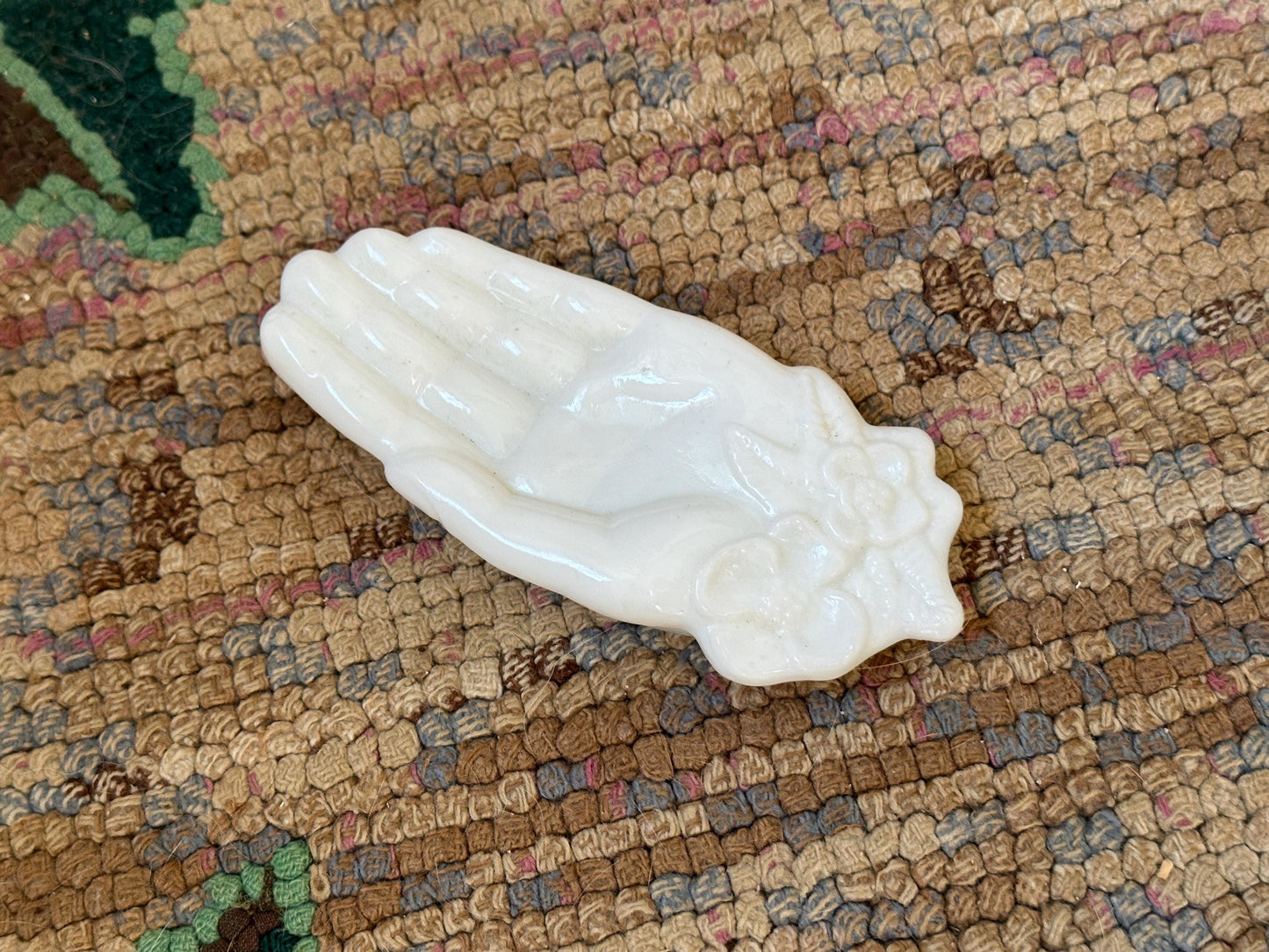 Vintage Avon Milk Glass Hand with Flowers by the Palm