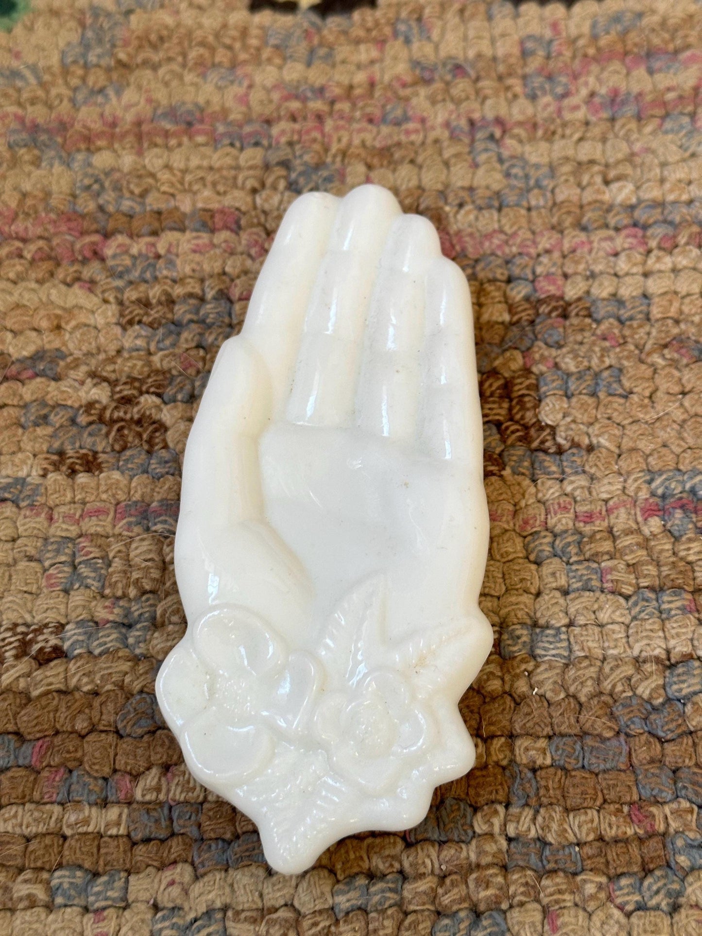 Vintage Avon Milk Glass Hand with Flowers by the Palm
