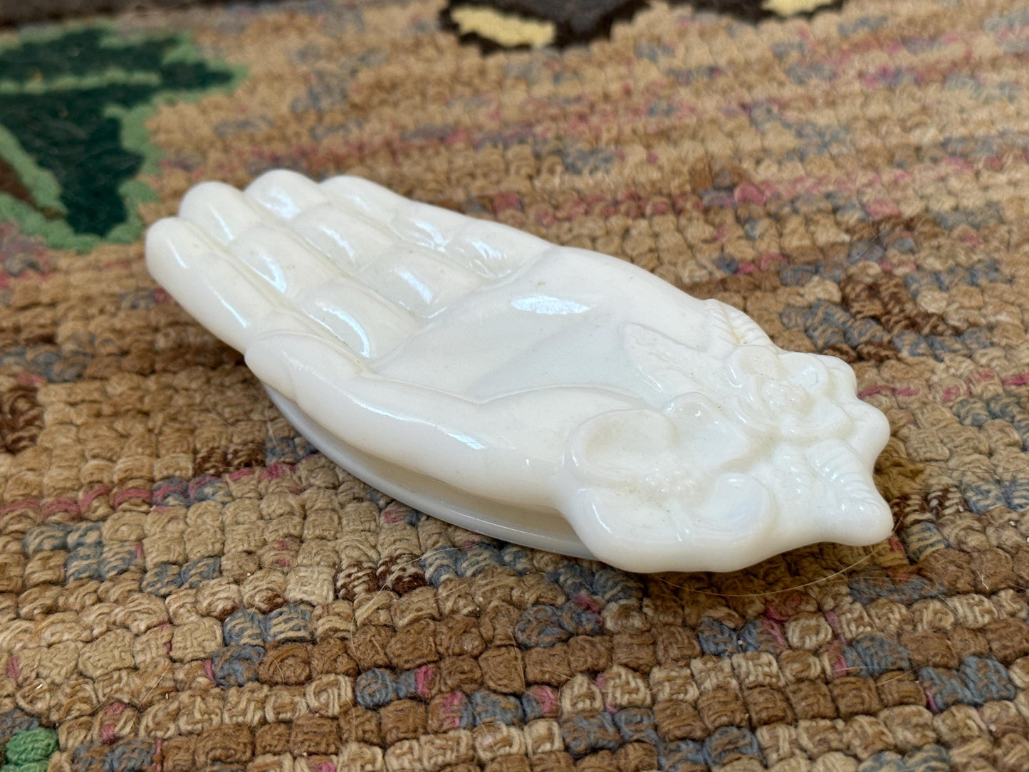 Vintage Avon Milk Glass Hand with Flowers by the Palm