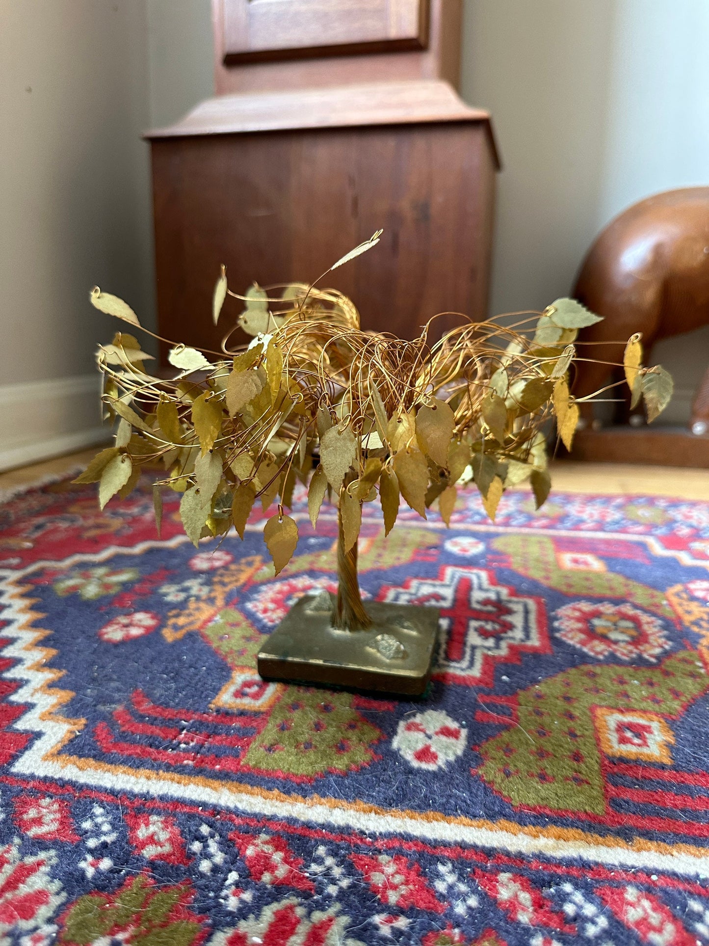 Vintage MCM Gold Leaf Wire Tree