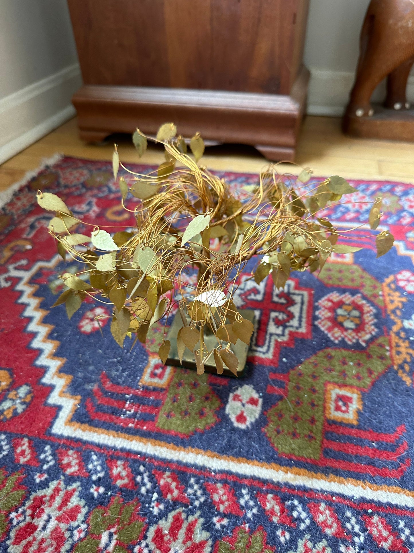 Vintage MCM Gold Leaf Wire Tree