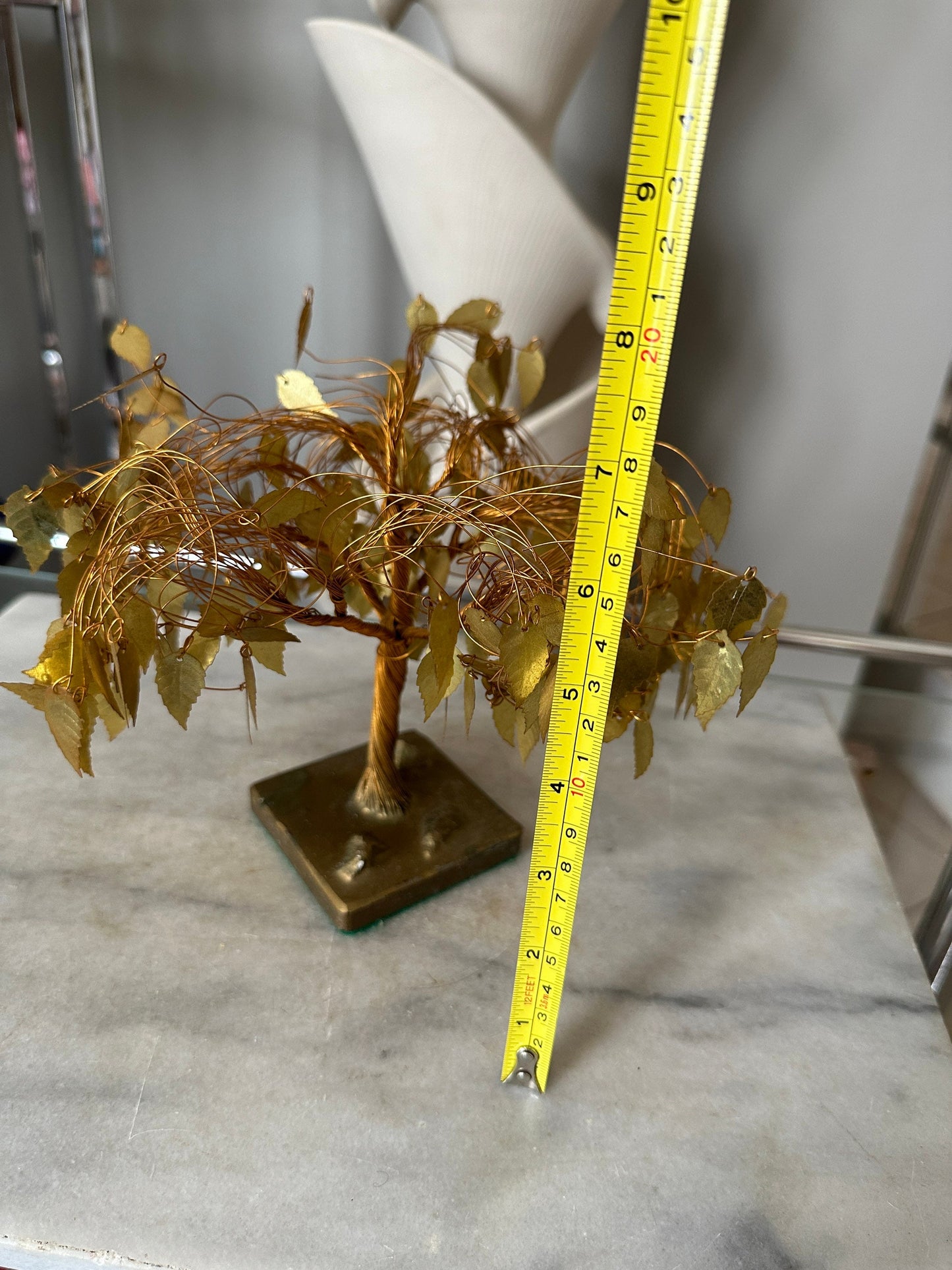 Vintage MCM Gold Leaf Wire Tree