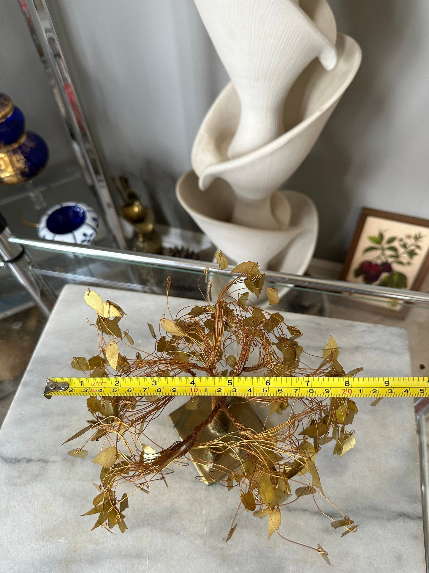 Vintage MCM Gold Leaf Wire Tree