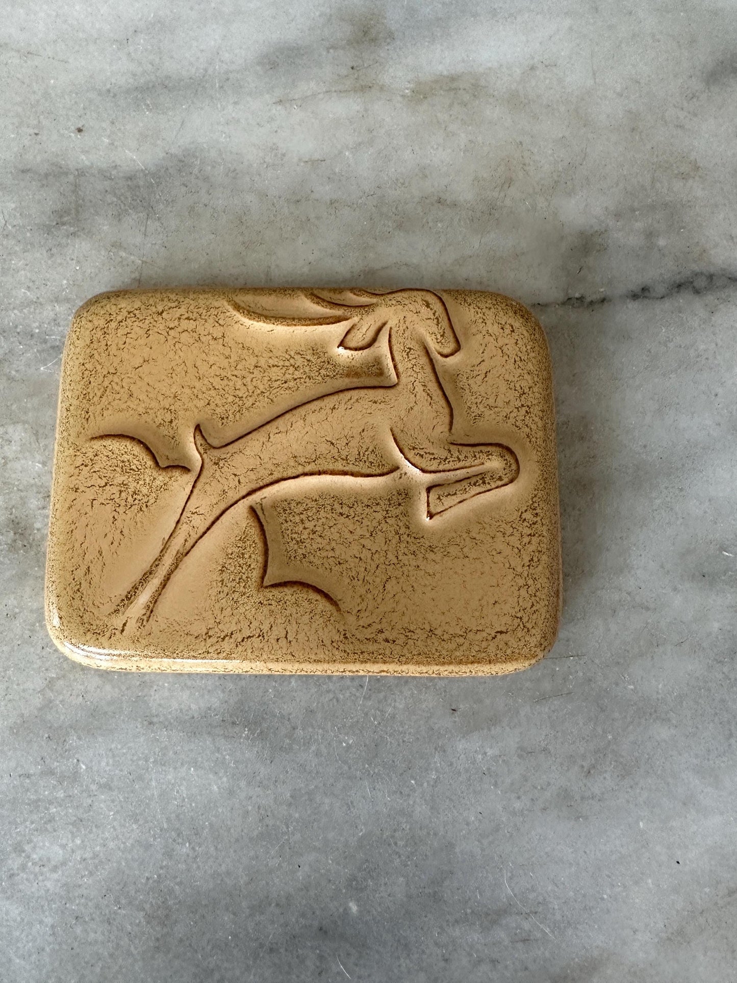 Vintage Art Deco Ceramic Cigarette Ashtray Box Leaping Gazelle