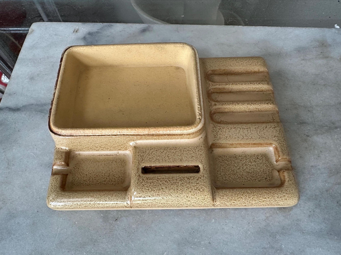 Vintage Art Deco Ceramic Cigarette Ashtray Box Leaping Gazelle