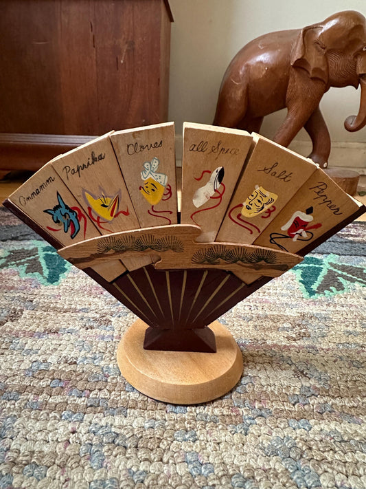Asian Style Fan Caddy W/ 6 Wooden Shakers