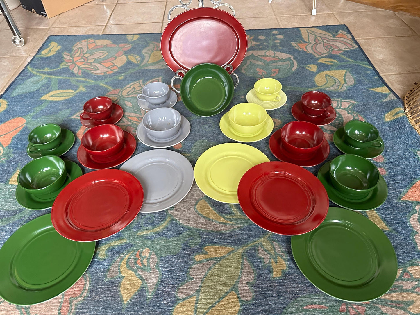 Vintage Hazel-Atlas Moderntone Tableware Dinner Service for Six - Original Box + Serving Platter