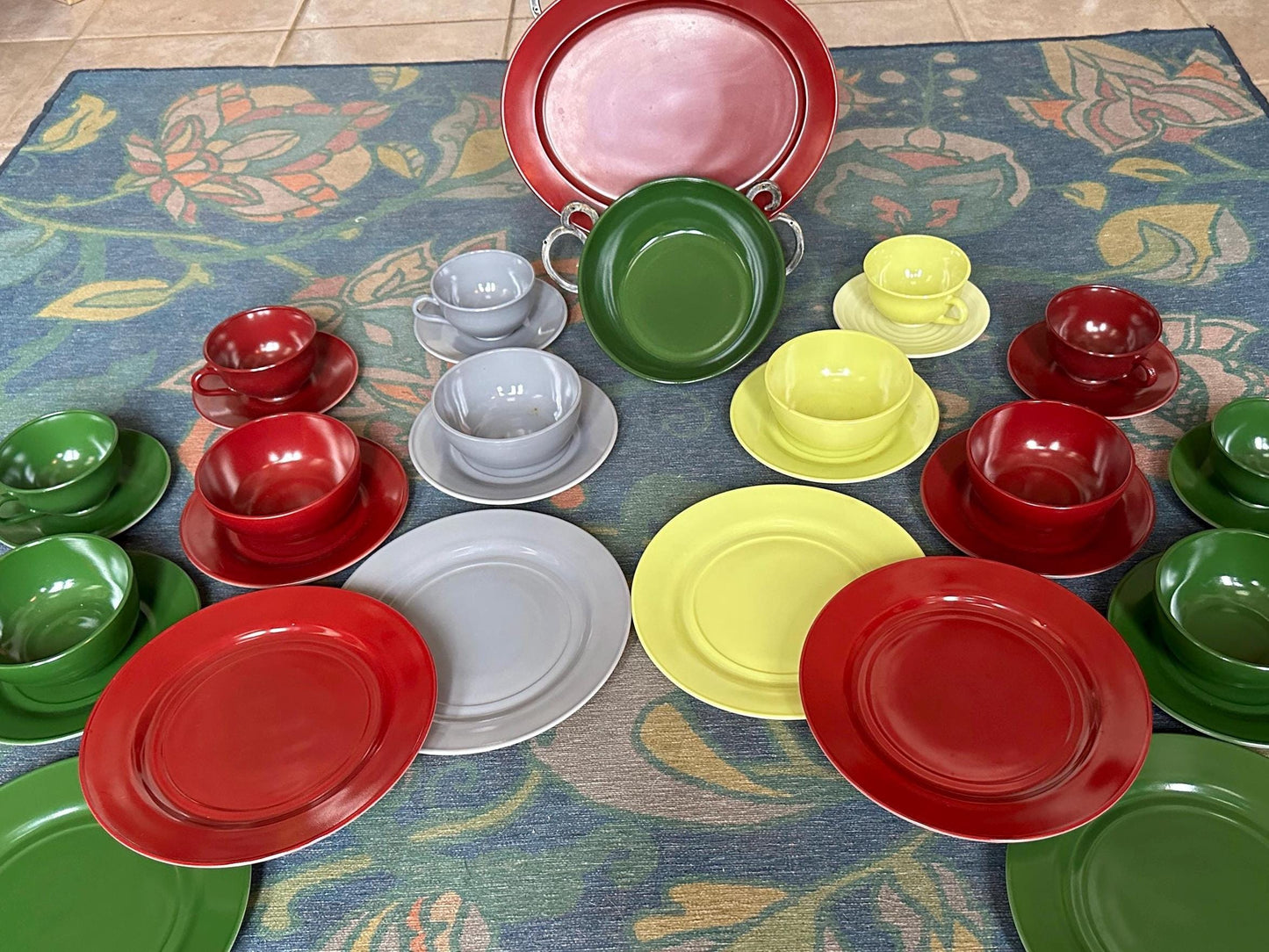 Vintage Hazel-Atlas Moderntone Tableware Dinner Service for Six - Original Box + Serving Platter