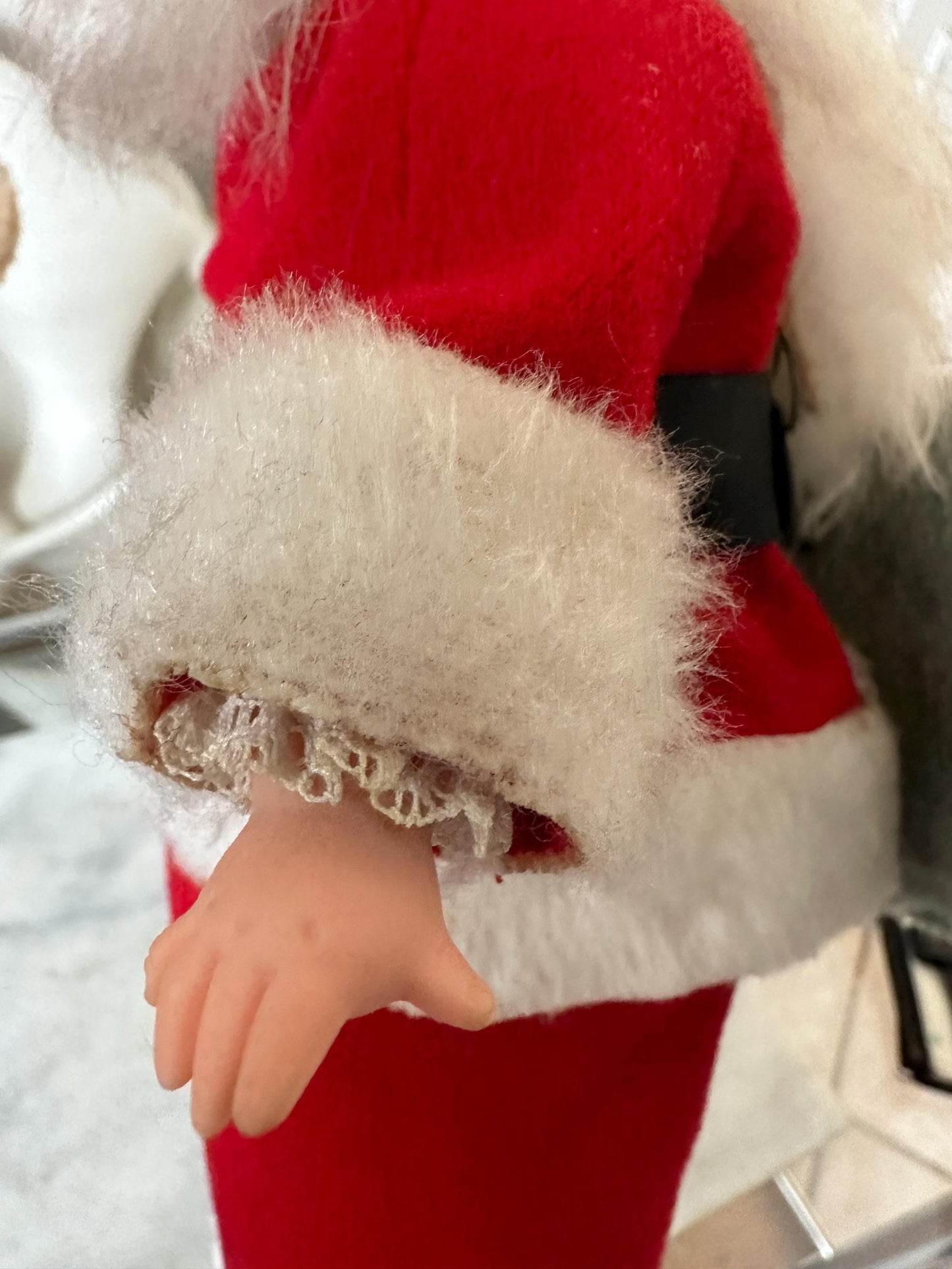 Vintage 1950s Poseable Santa Doll: Rubber Face, Blue Eyes, 12" Collectible