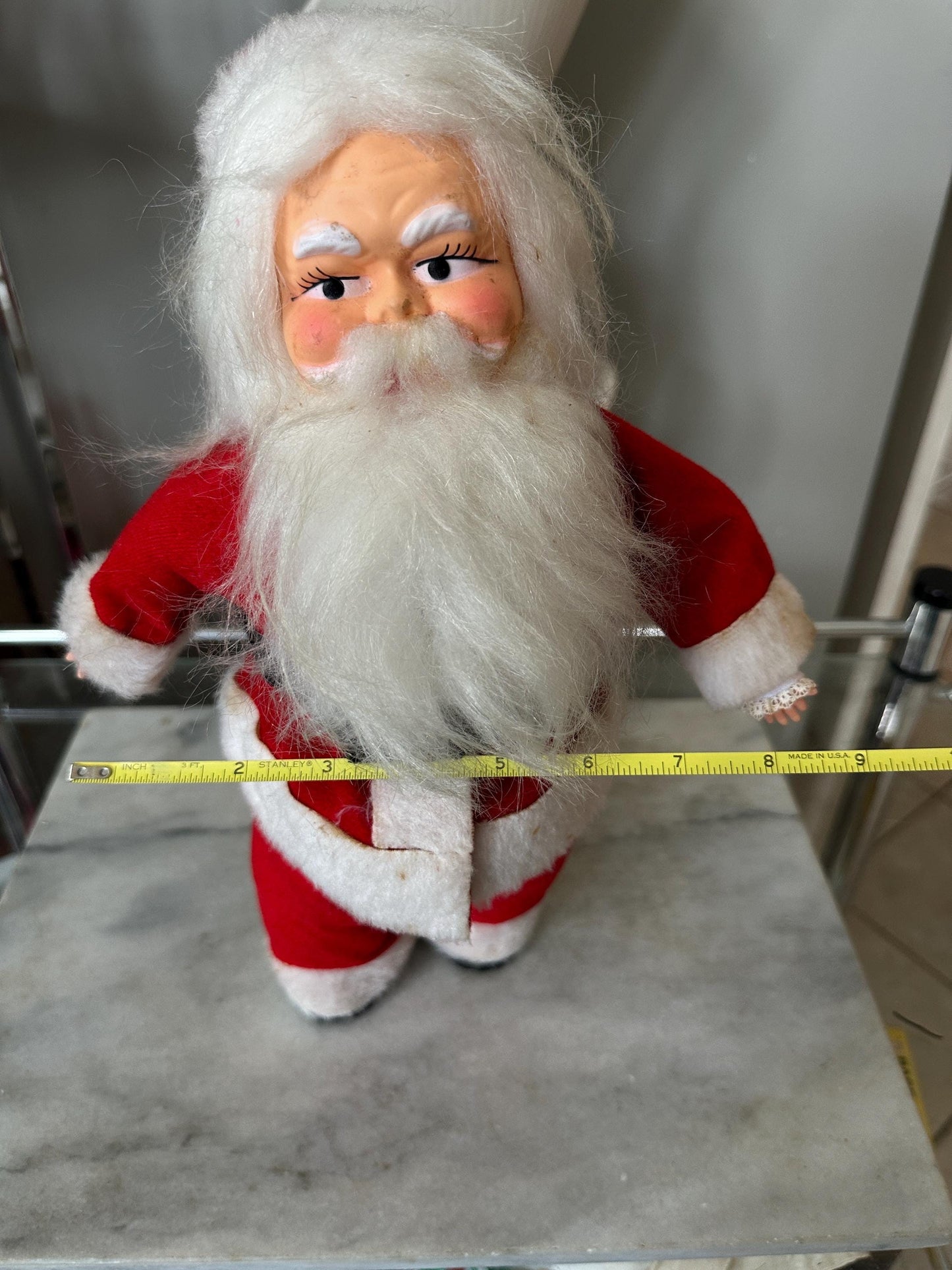 Vintage 1950s Poseable Santa Doll: Rubber Face, Blue Eyes, 12" Collectible