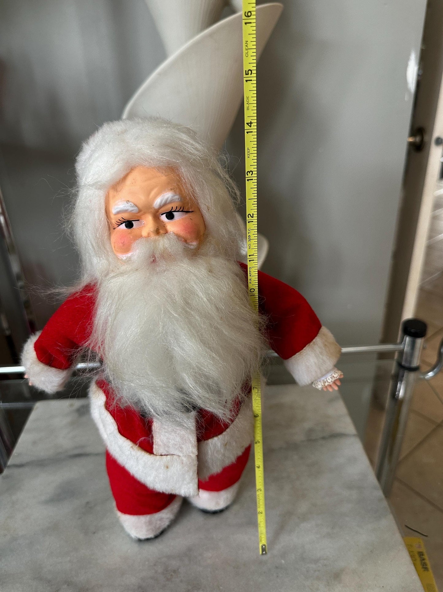 Vintage 1950s Poseable Santa Doll: Rubber Face, Blue Eyes, 12" Collectible