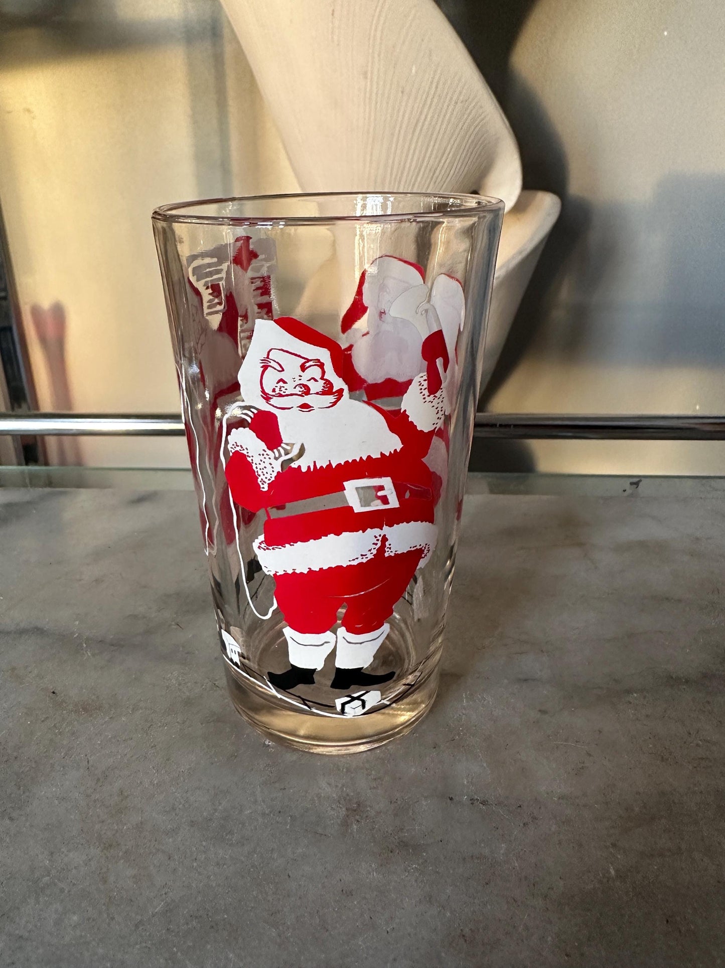 Vintage Santa Peanut Butter Glass: 1950s Christmas Collectible