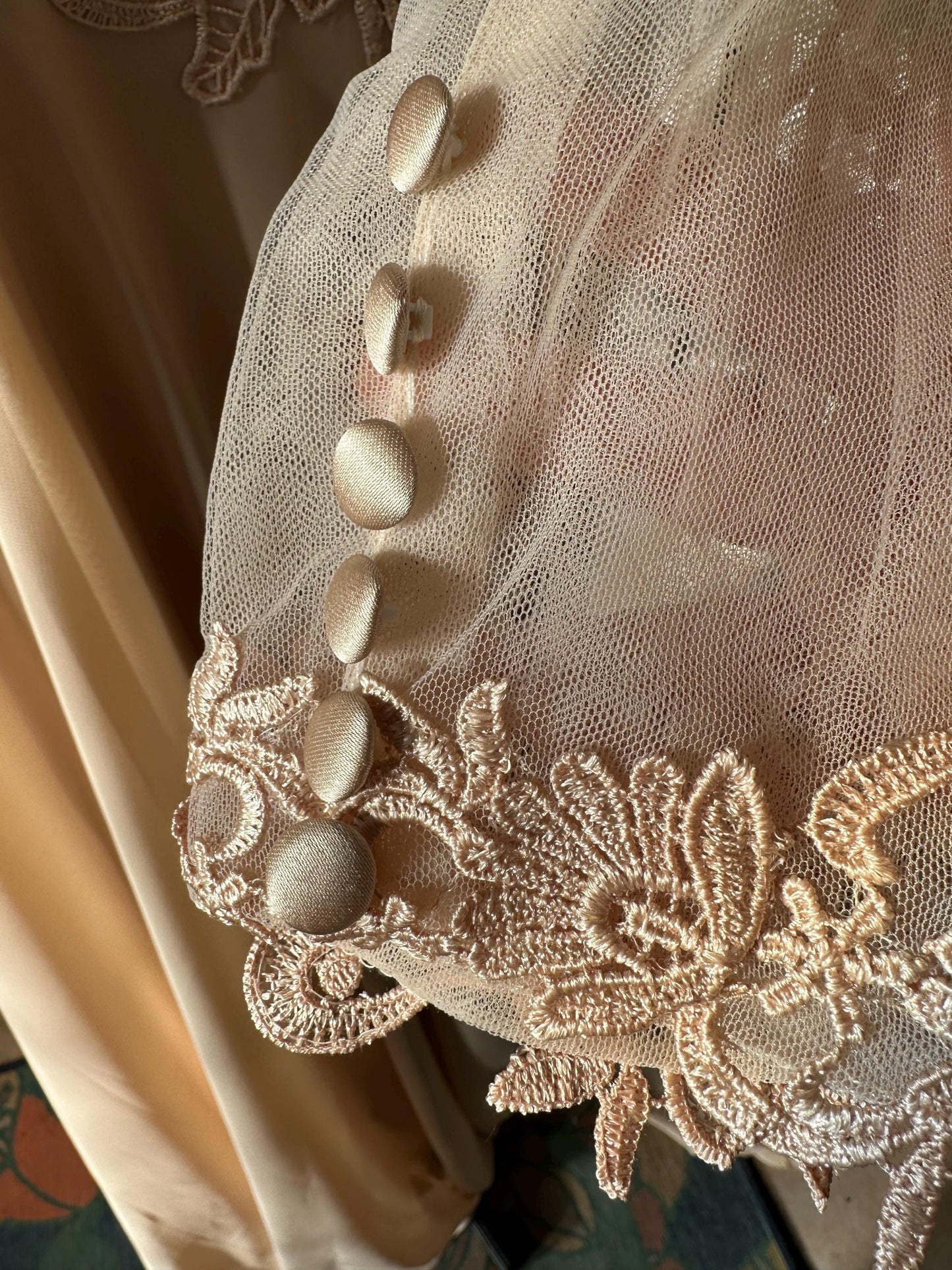 Ivory Lace Bodice Wedding Gown | Size 20, Chiffon Overlay