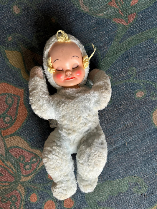 1950s Knickerbocker Sleepy Head Doll Rubber Face Stuffed Body