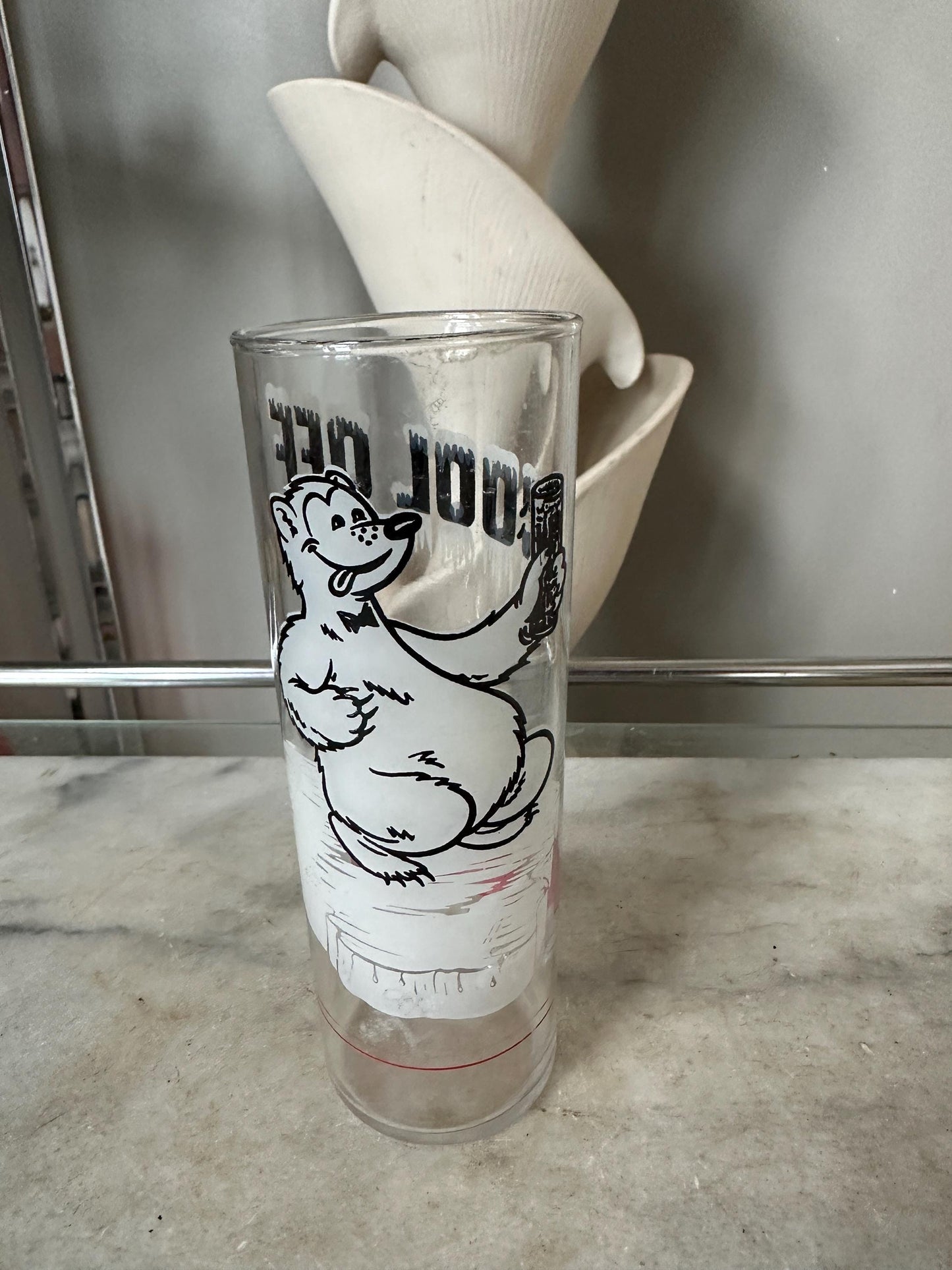 Vintage Richardson Root Beer Glass- "Cool Off Richardson Freeze" with Bear Logo/ Advertising Collectible Glass- Tall Slender Drinking Glass