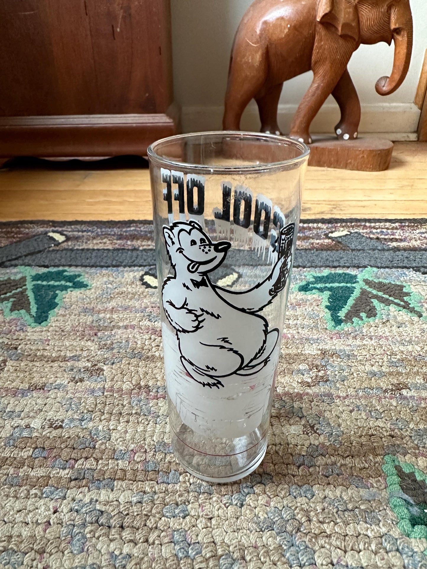 Vintage Richardson Root Beer Glass- "Cool Off Richardson Freeze" with Bear Logo/ Advertising Collectible Glass- Tall Slender Drinking Glass