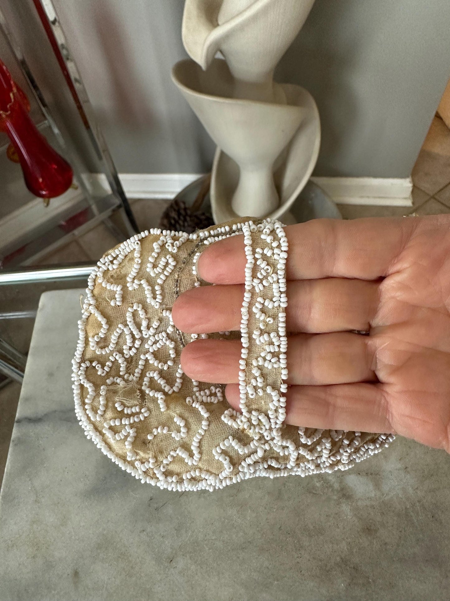 Antique Gatsby Era Beaded Belt Clutch Bag