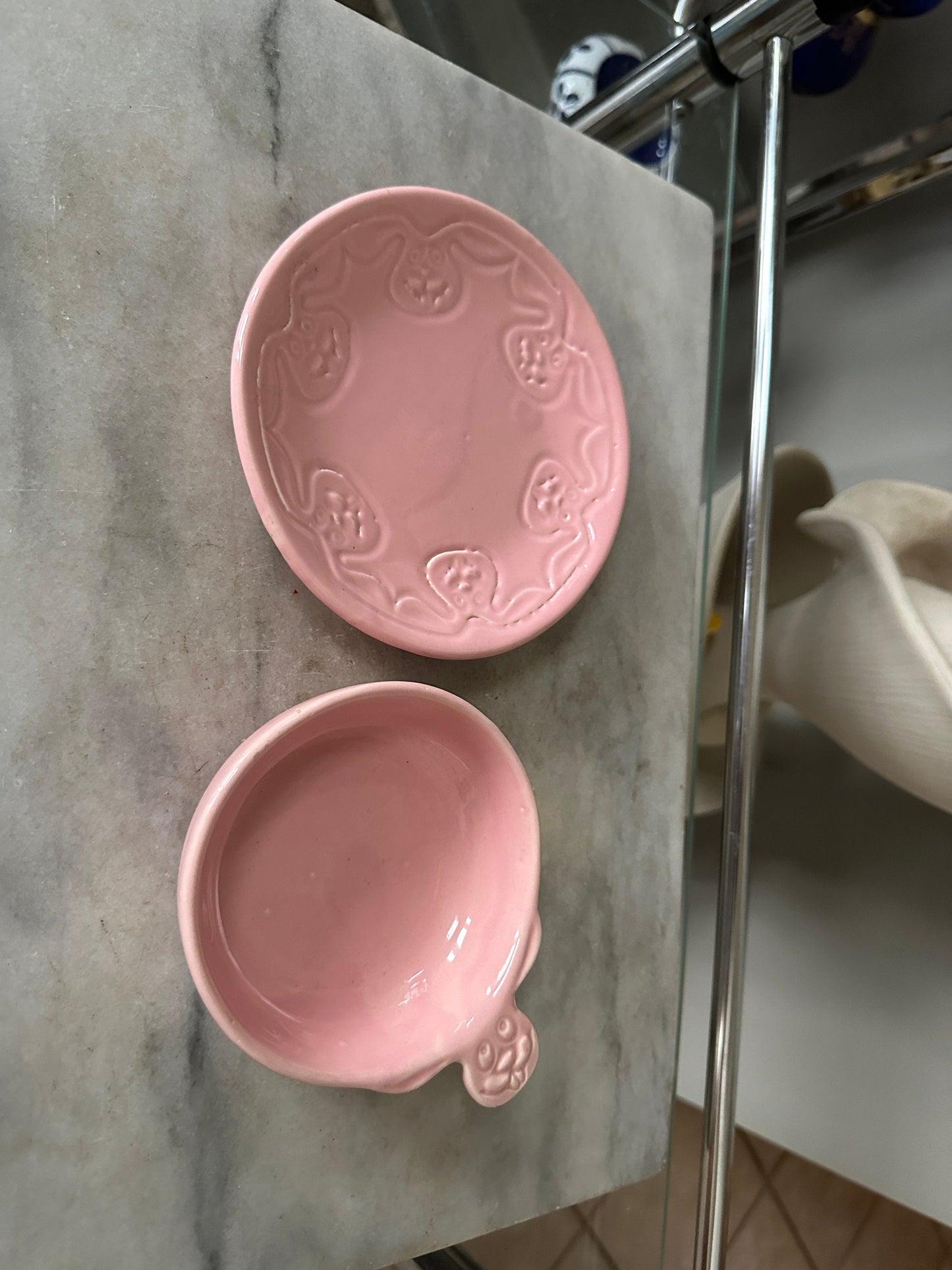 Rare Numbered McCoy Child's Bunny Plate with Bowl. Pink. Numbers/ 1221 & 1222.