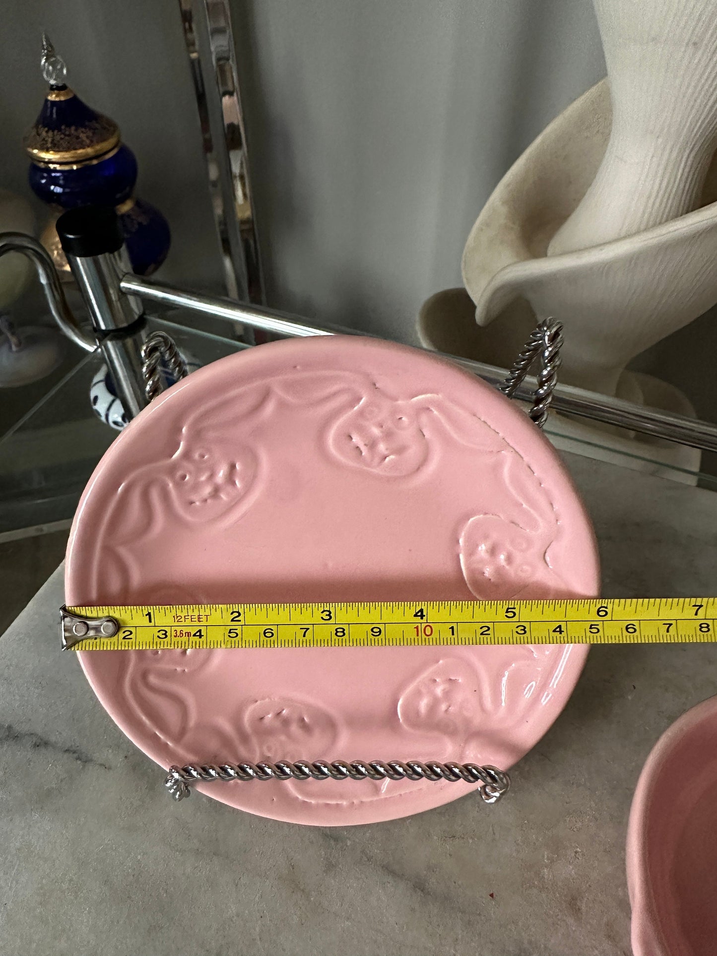 Rare Numbered McCoy Child's Bunny Plate with Bowl. Pink. Numbers/ 1221 & 1222.