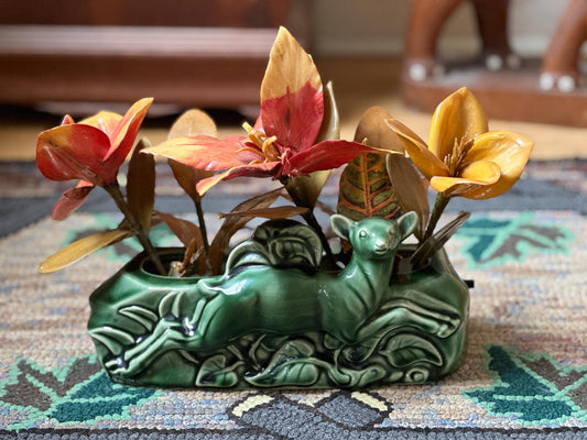 MCM Phil Mar Green Deer TV Lamp Planter: 1950s Mid-Century Modern