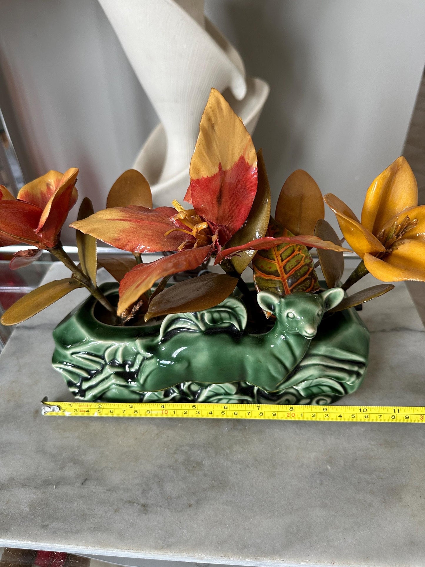 MCM Phil Mar Green Deer TV Lamp Planter: 1950s Mid-Century Modern