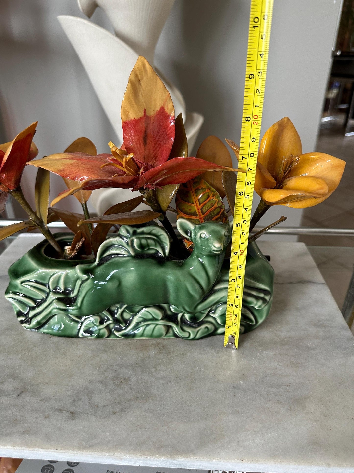 MCM Phil Mar Green Deer TV Lamp Planter: 1950s Mid-Century Modern