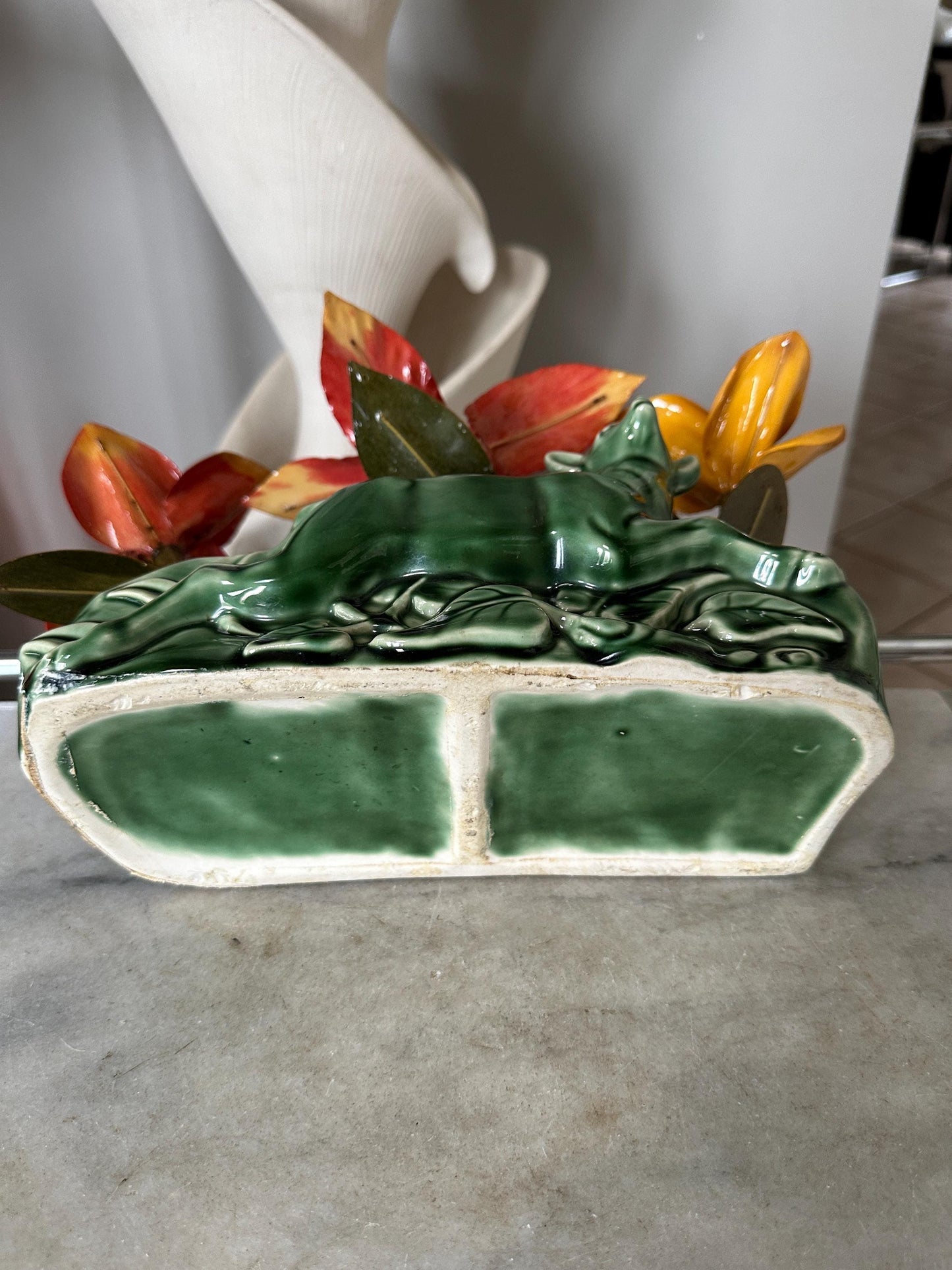 MCM Phil Mar Green Deer TV Lamp Planter: 1950s Mid-Century Modern