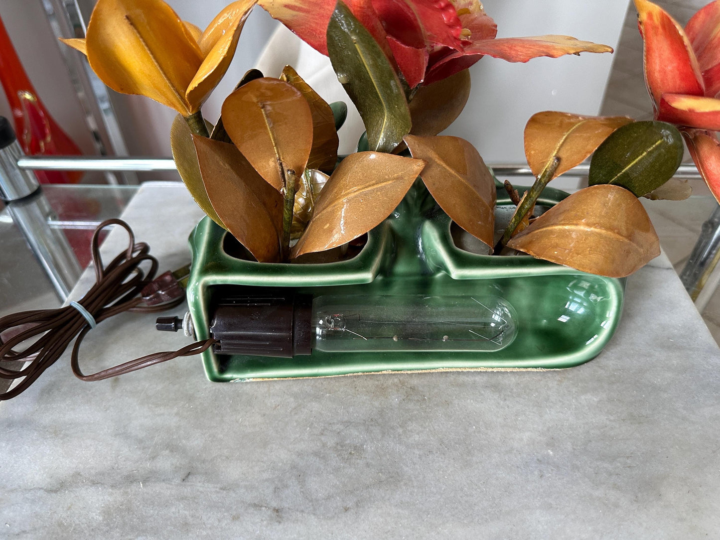 MCM Phil Mar Green Deer TV Lamp Planter: 1950s Mid-Century Modern