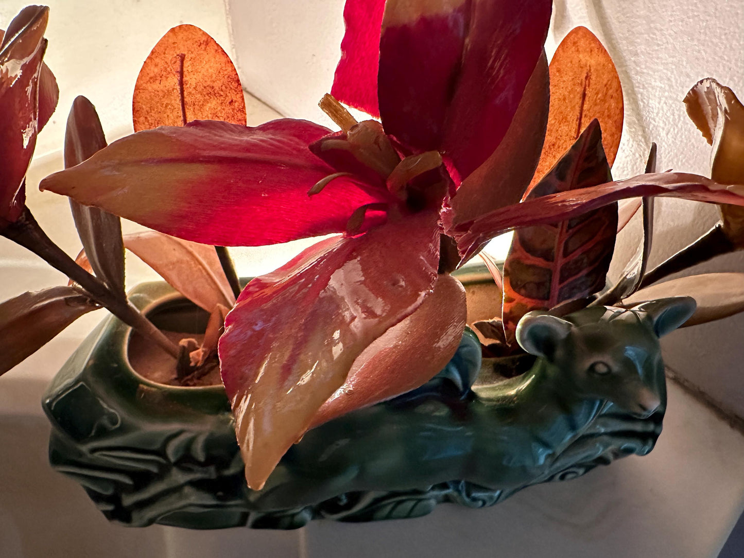 MCM Phil Mar Green Deer TV Lamp Planter: 1950s Mid-Century Modern