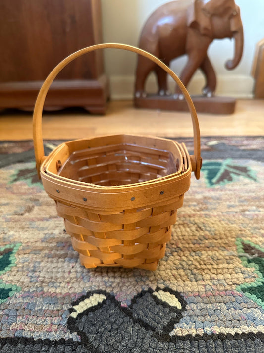 2001 Longaberger "American Cancer Society" Hexagon Basket With PROTECTOR