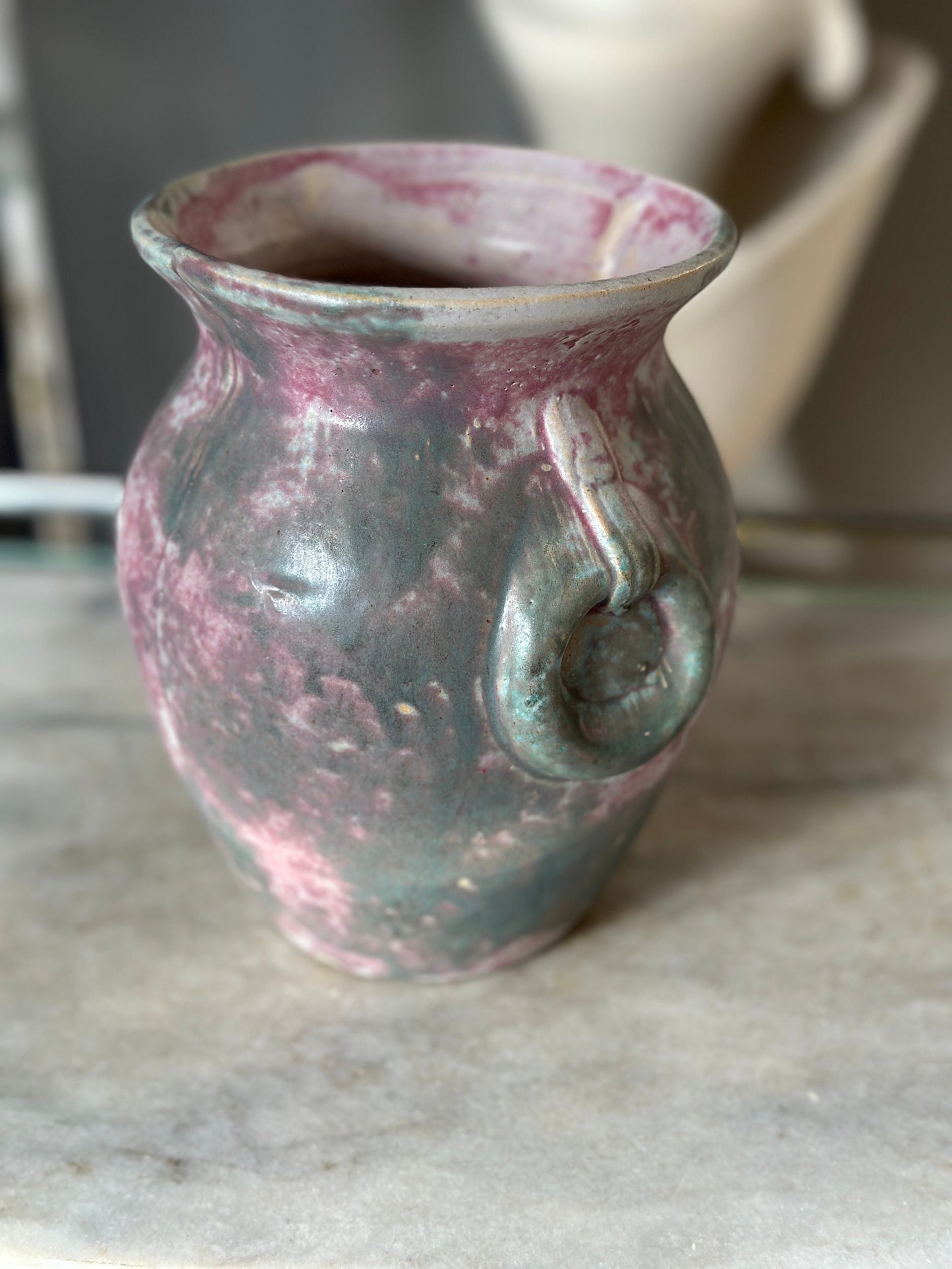 Burley Winter 1930s Vintage Art Pottery Mottled Purple, Blue and Pink | Ceramic Vase 53