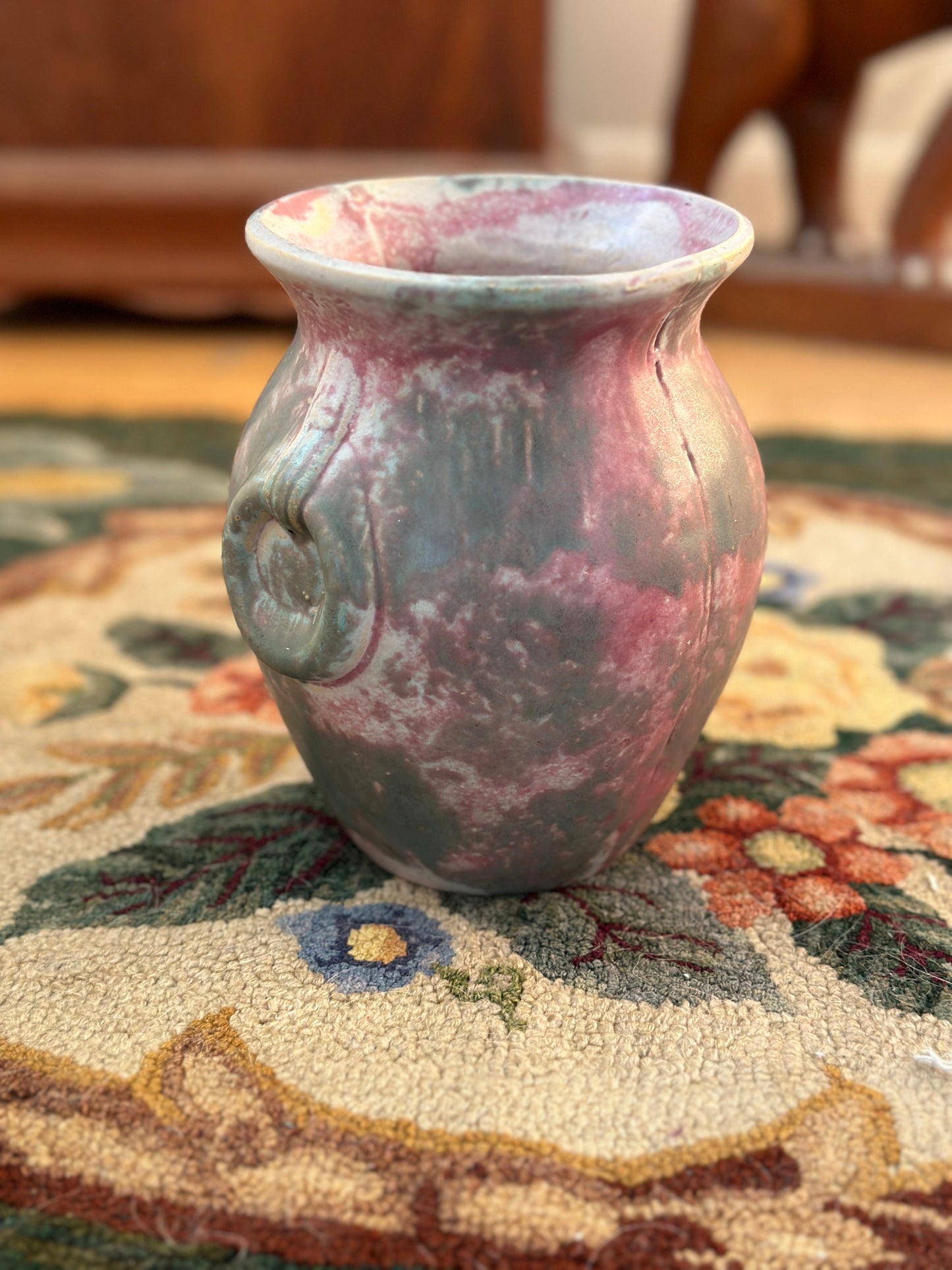 Burley Winter 1930s Vintage Art Pottery Mottled Purple, Blue and Pink | Ceramic Vase 53
