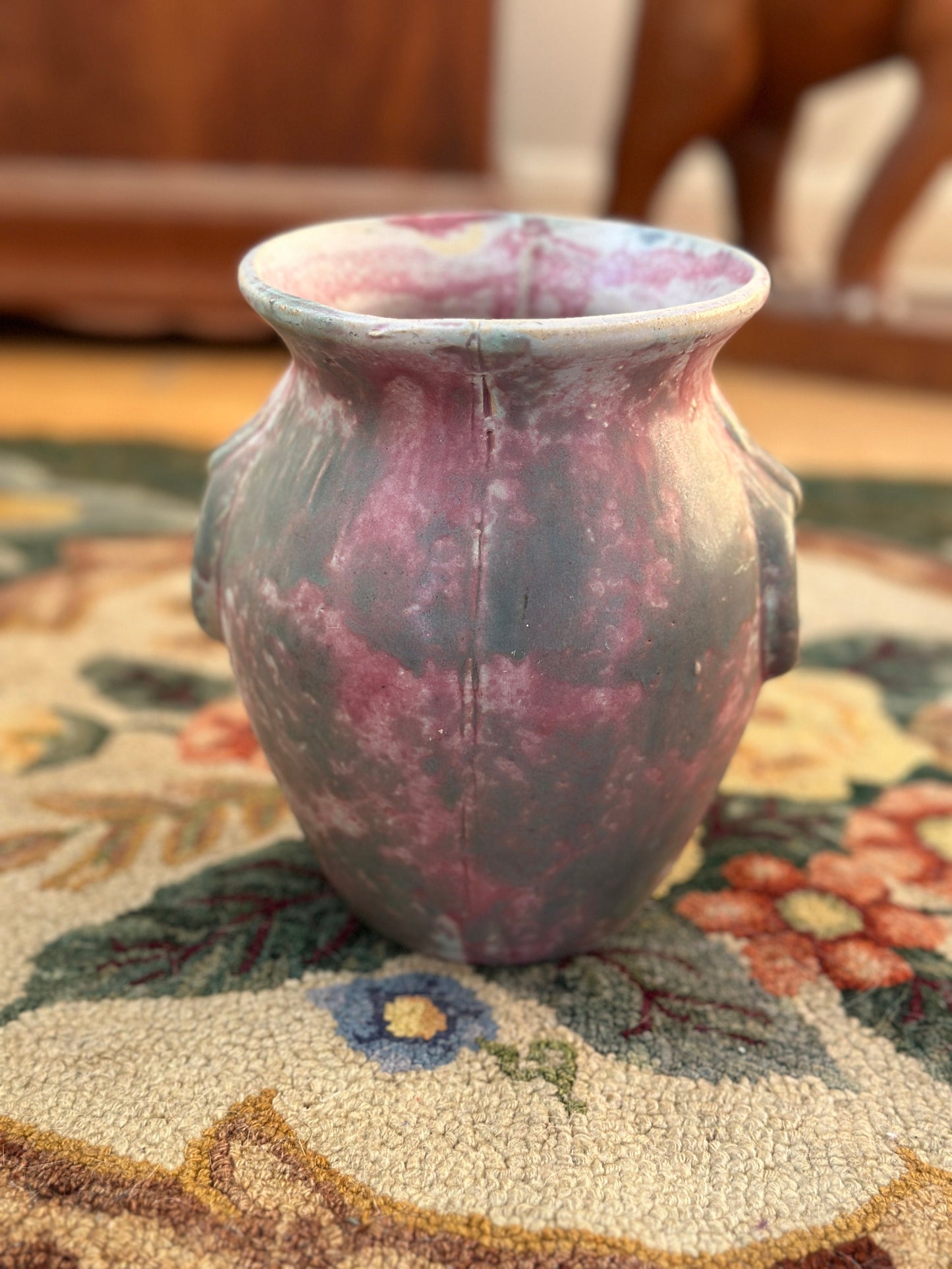 Burley Winter 1930s Vintage Art Pottery Mottled Purple, Blue and Pink | Ceramic Vase 53