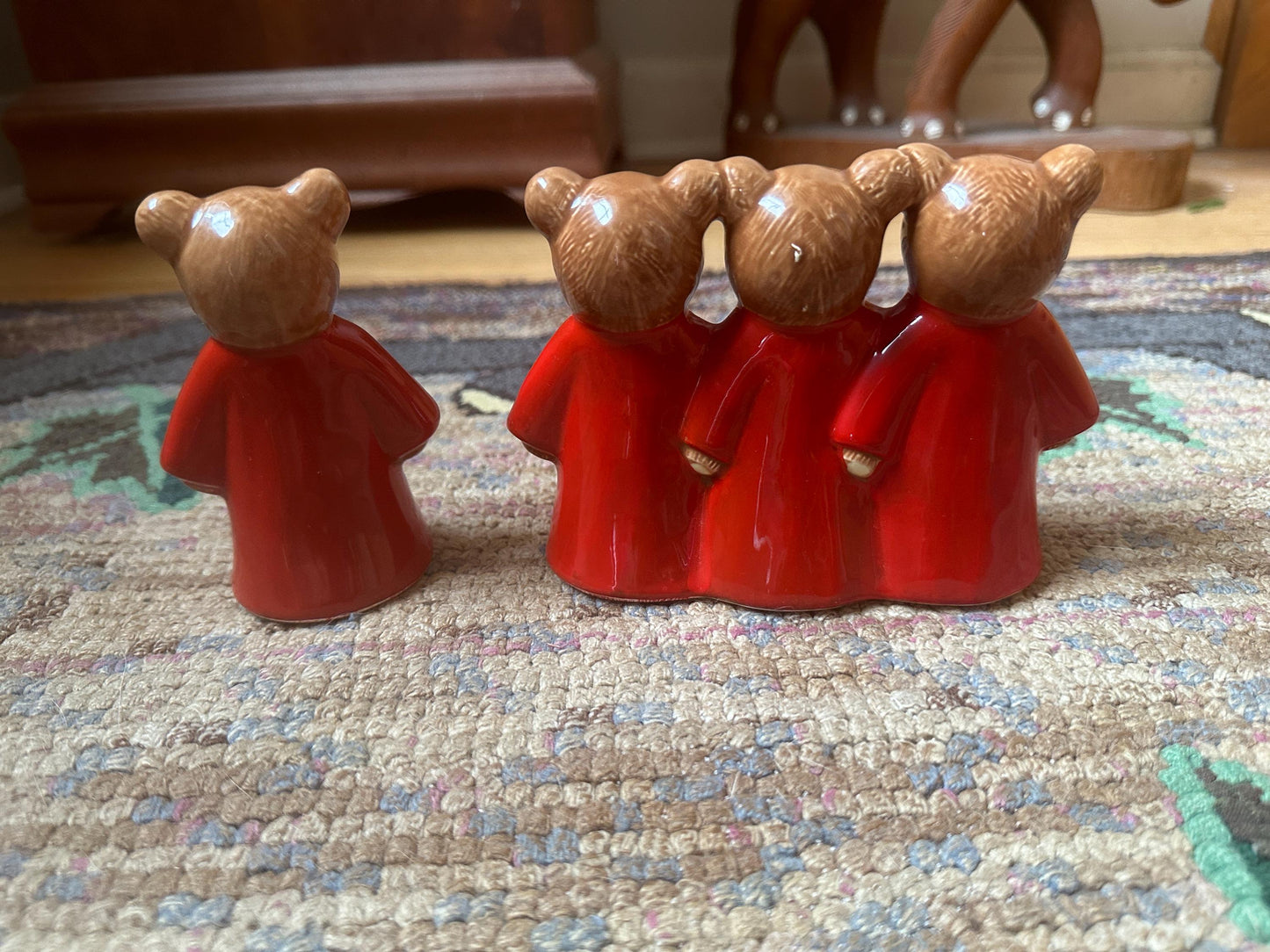 Vintage 1983 Dept 56 Christmas Choir Bear Figurines - Lynda Sylvester Design, Xmas Kitsch