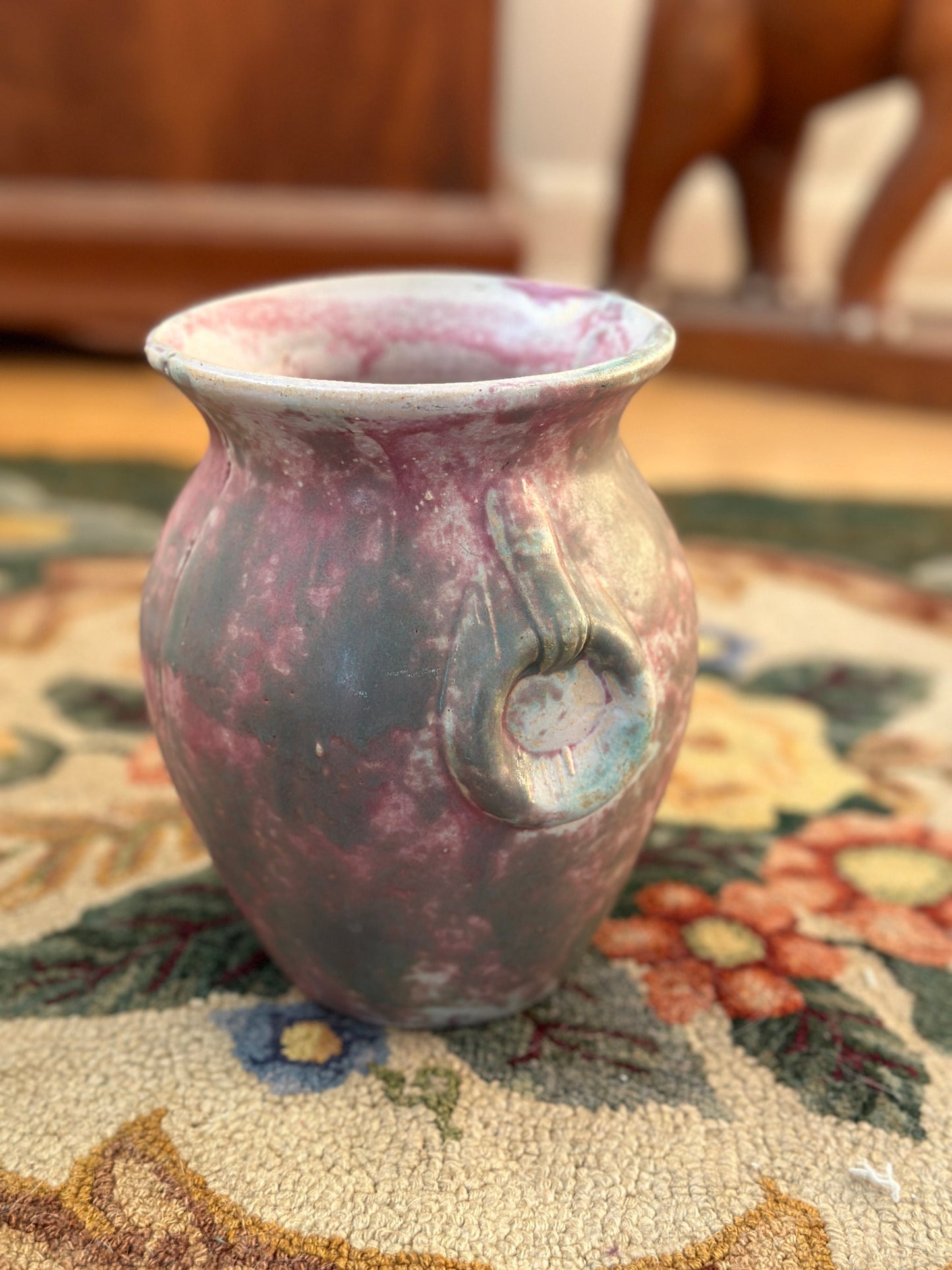 Burley Winter 1930s Vintage Art Pottery Mottled Purple, Blue and Pink | Ceramic Vase 53