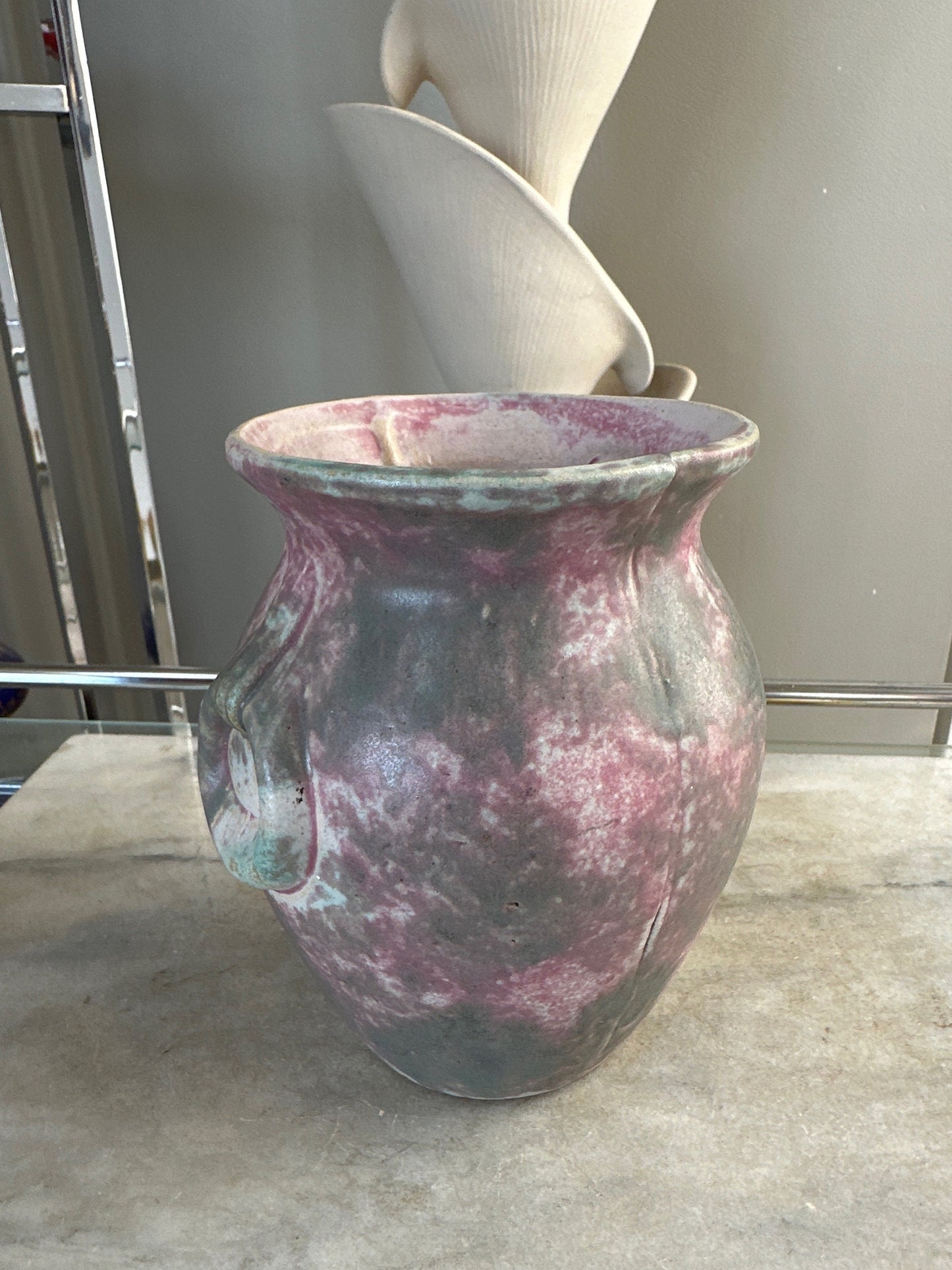 Burley Winter 1930s Vintage Art Pottery Mottled Purple, Blue and Pink | Ceramic Vase 53