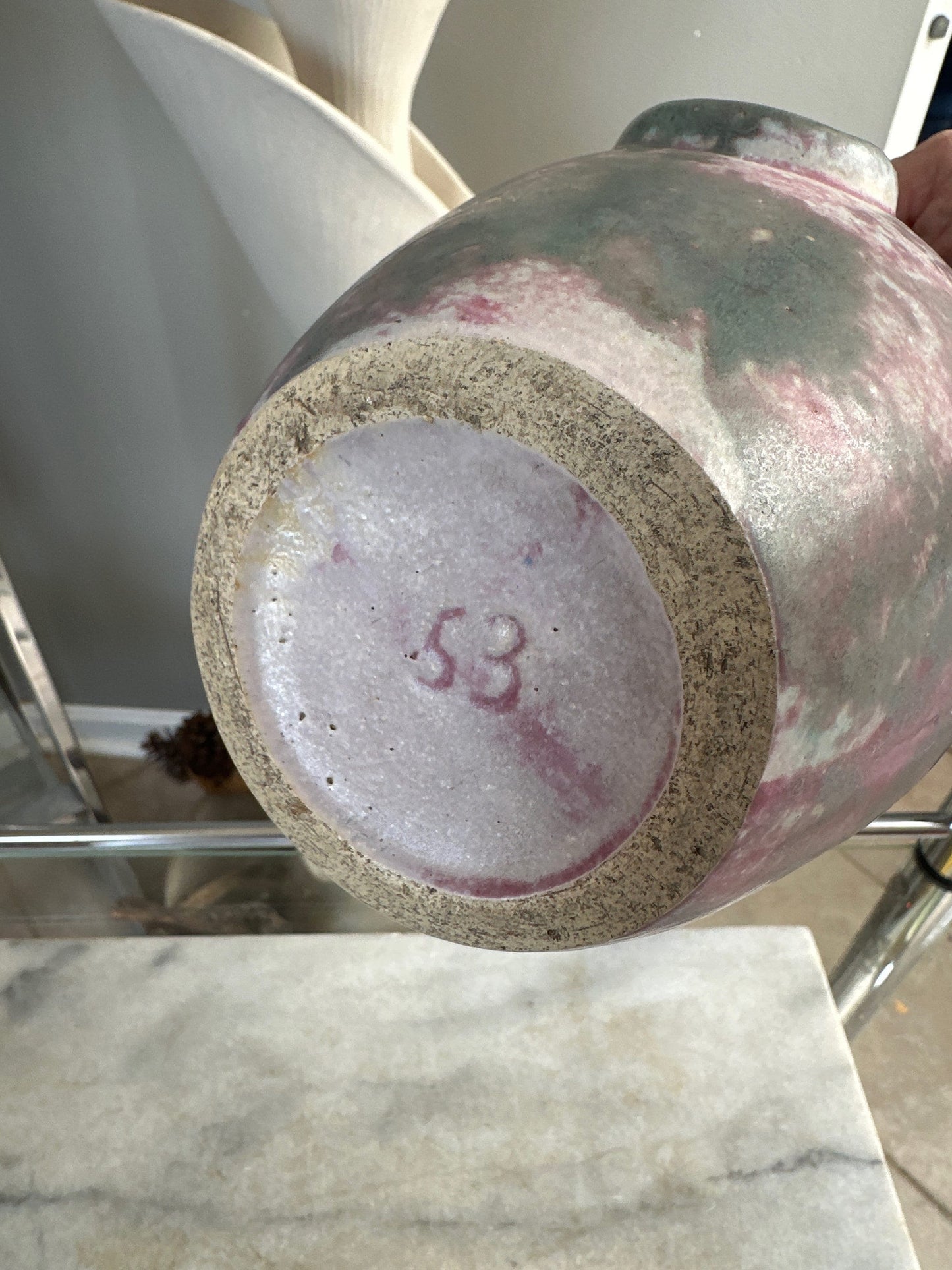 Burley Winter 1930s Vintage Art Pottery Mottled Purple, Blue and Pink | Ceramic Vase 53