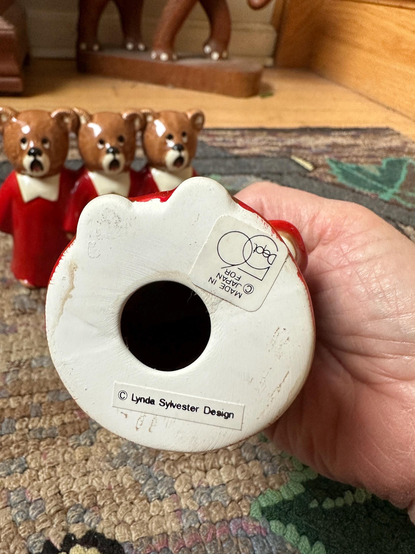 Vintage 1983 Dept 56 Christmas Choir Bear Figurines - Lynda Sylvester Design, Xmas Kitsch