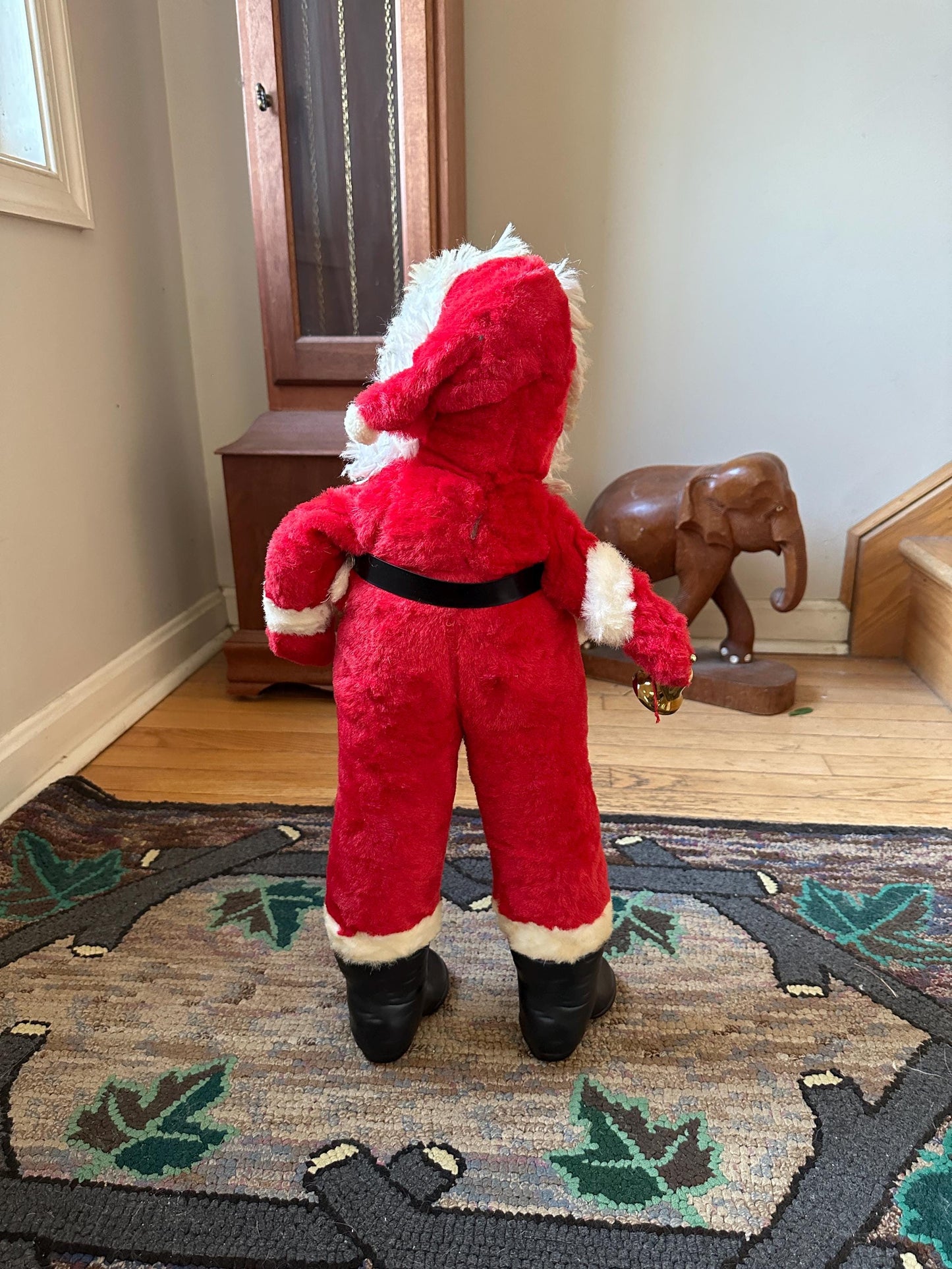 Vintage Rushton Style Santa Doll: MCM Rubber Face, Long Legs, 21”