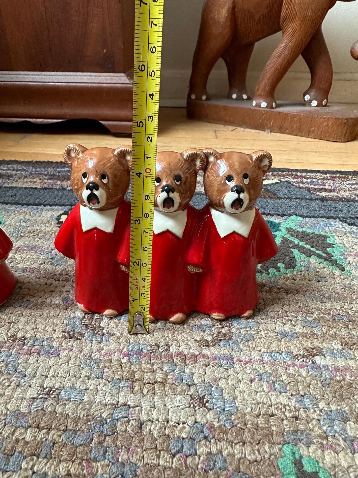 Vintage 1983 Dept 56 Christmas Choir Bear Figurines - Lynda Sylvester Design, Xmas Kitsch