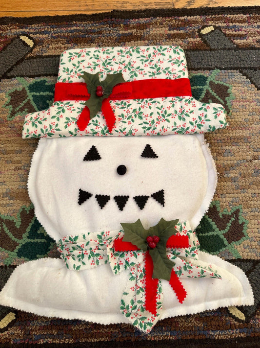 Vintage Hand-crafted Snowman Wall Hangjng | Kitschy Christmas | Retro Snowman