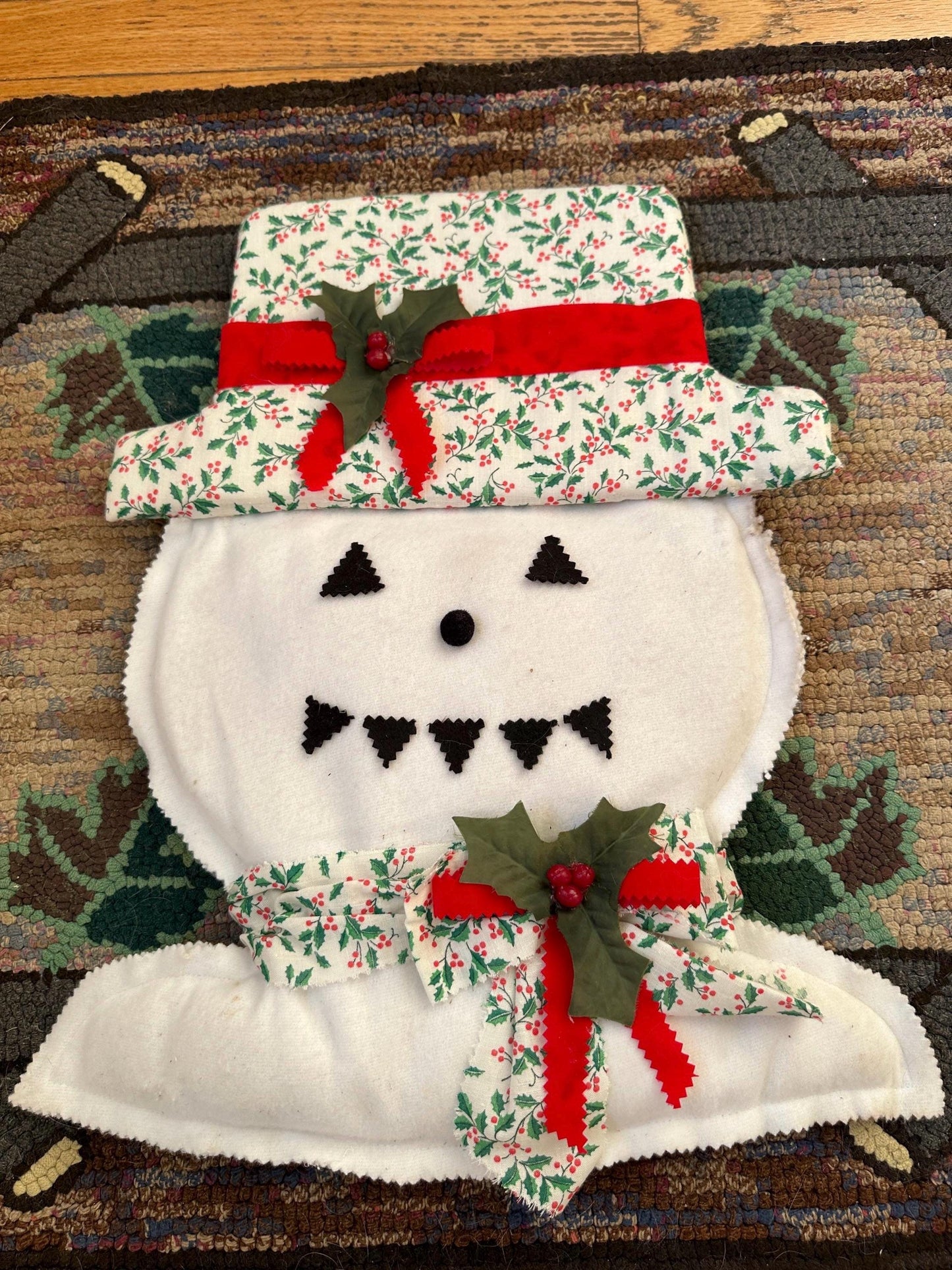 Vintage Hand-crafted Snowman Wall Hangjng | Kitschy Christmas | Retro Snowman