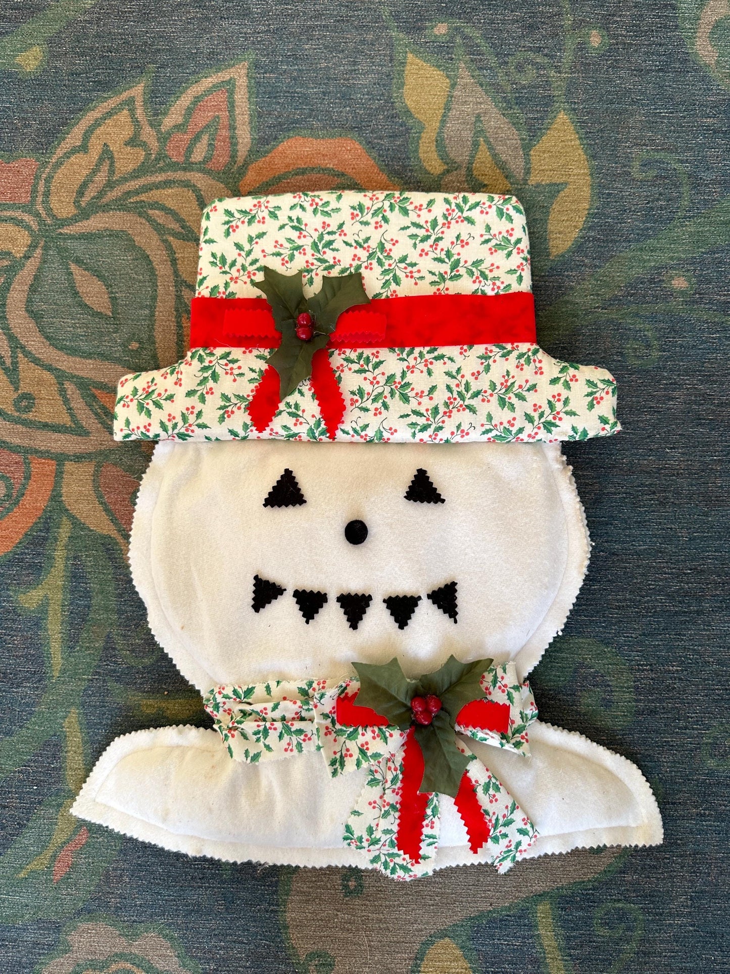 Vintage Hand-crafted Snowman Wall Hangjng | Kitschy Christmas | Retro Snowman