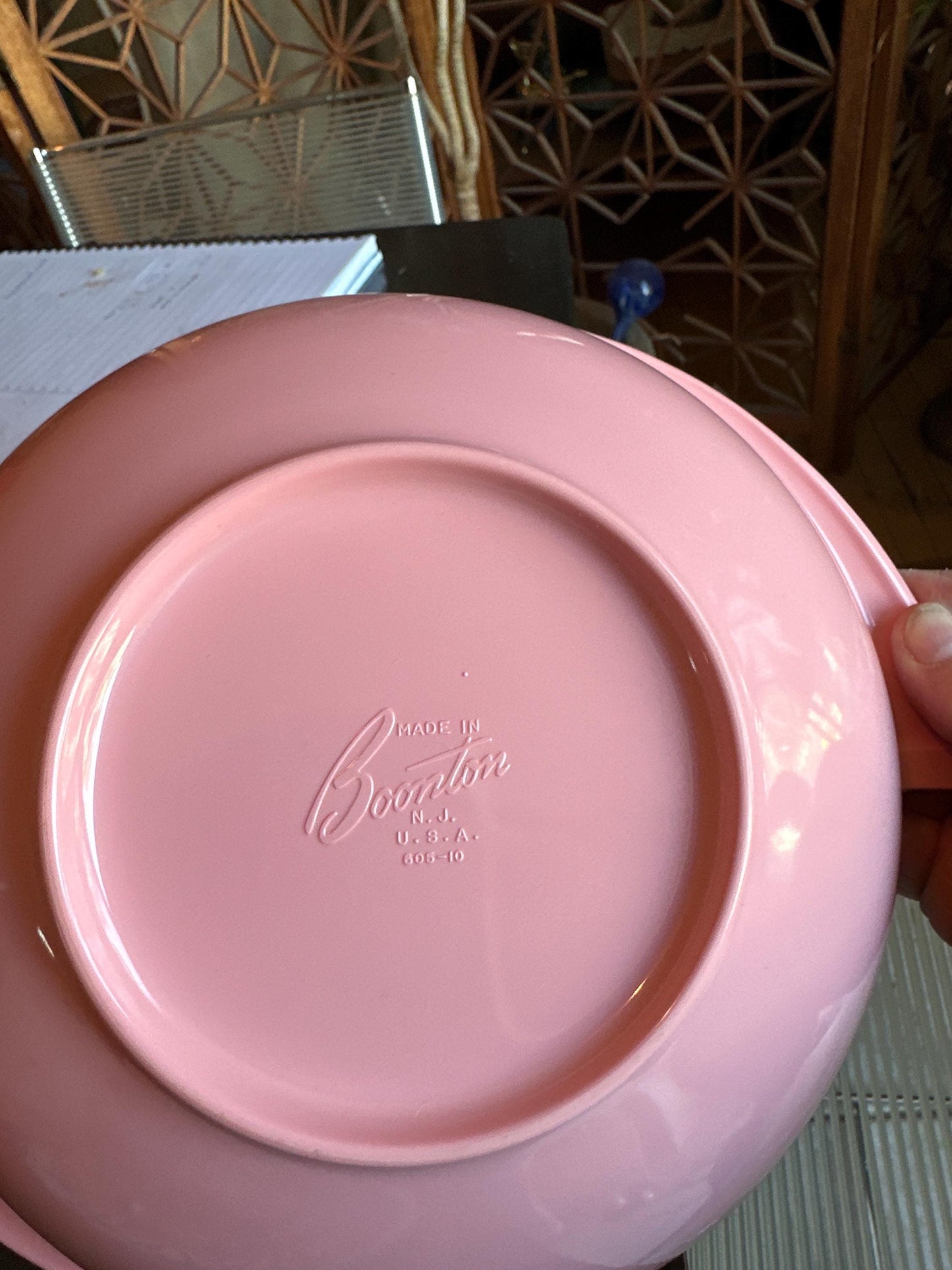 Pastel Pink Boonton Melamine Divided Bowl: Mid-Century Modern Serving Piece