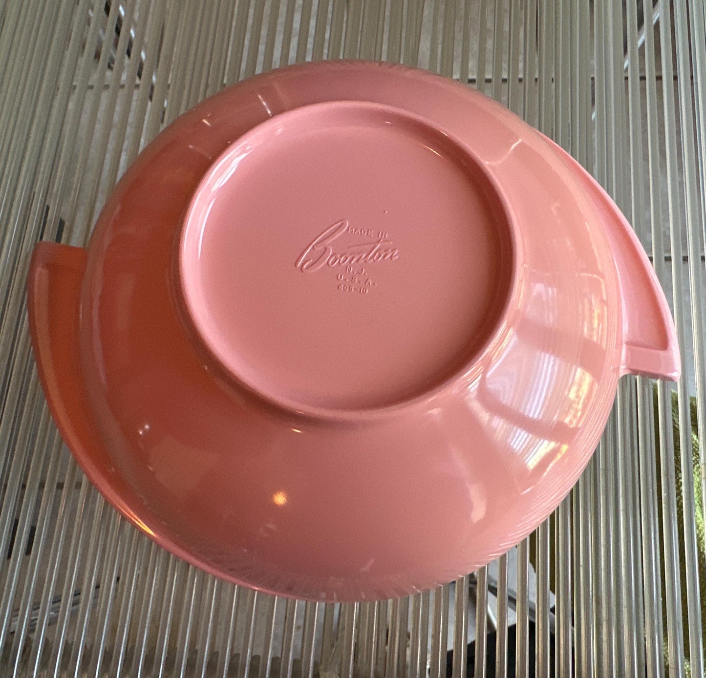 Pastel Pink Boonton Melamine Divided Bowl: Mid-Century Modern Serving Piece